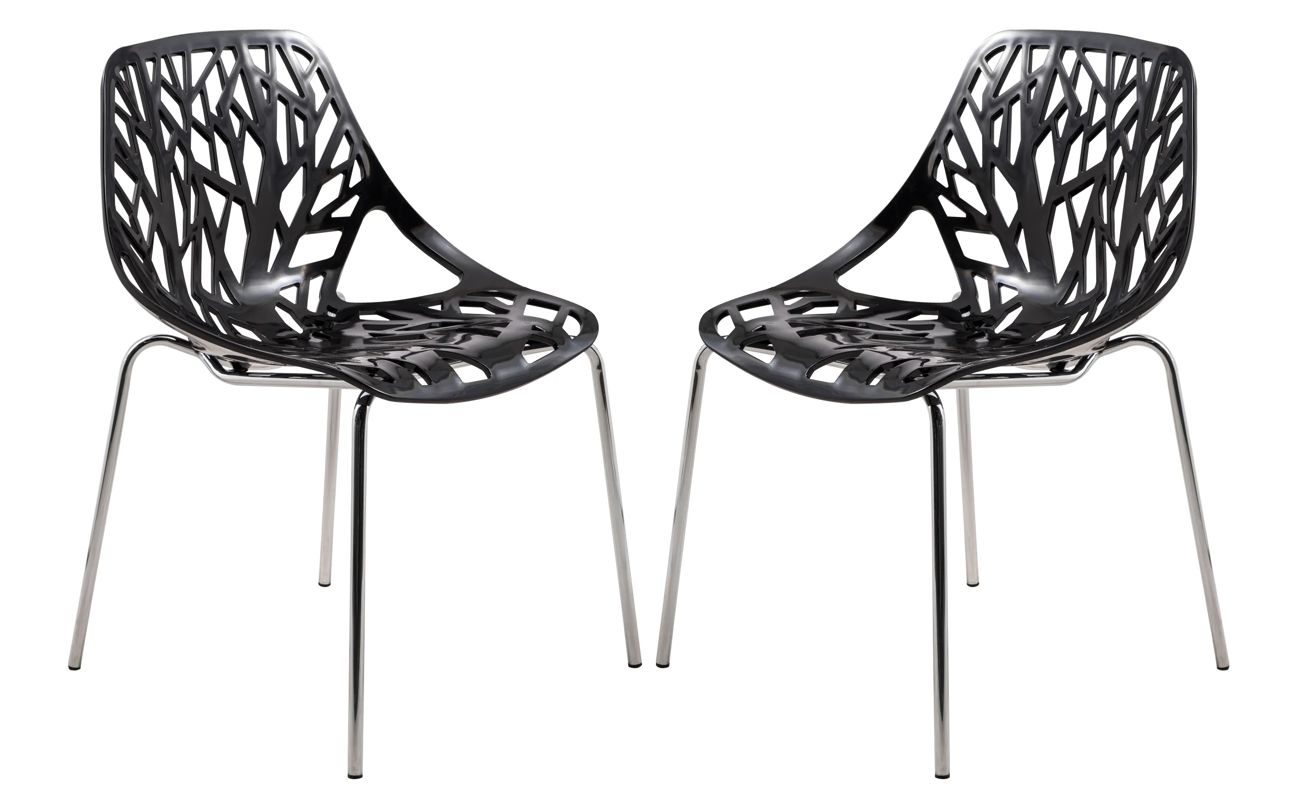 Modern Asbury Dining Chair w/ Chromed Legs, Set of 2