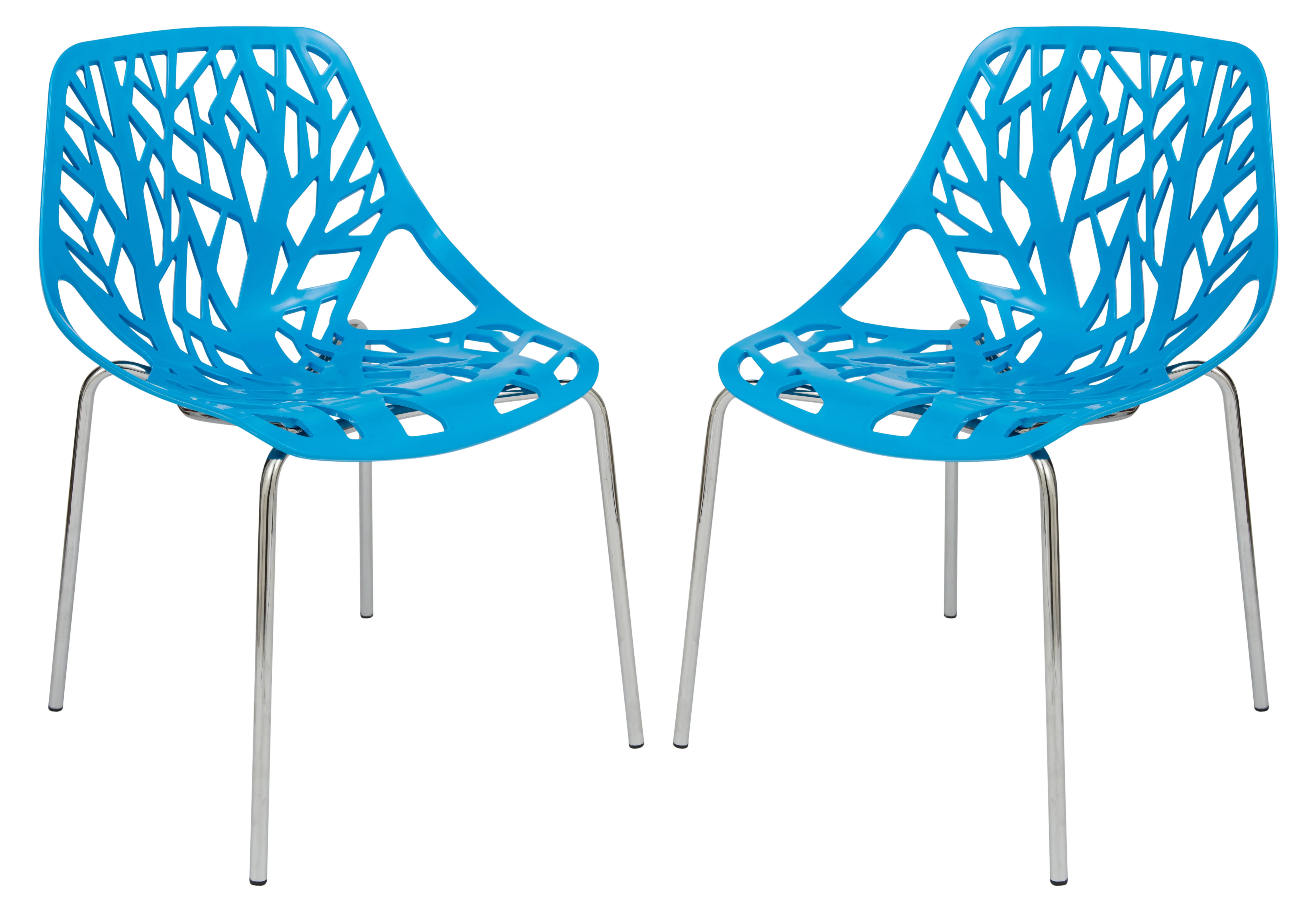 Modern Asbury Dining Chair w/ Chromed Legs, Set of 2