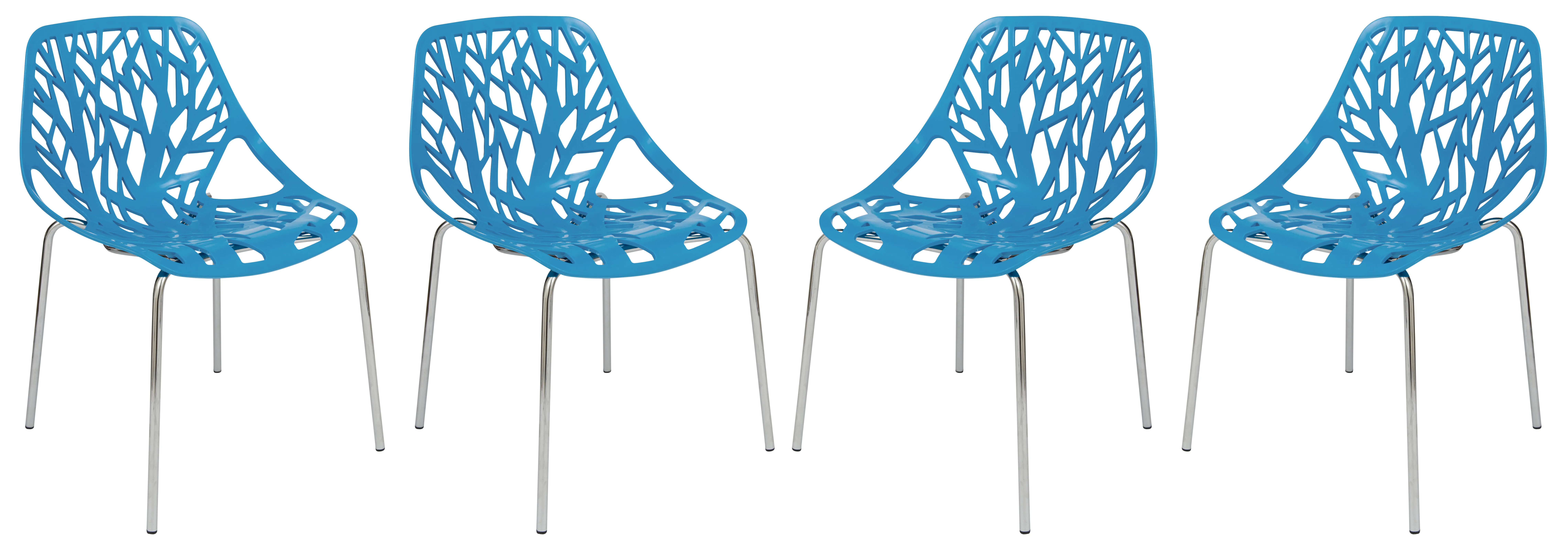 Modern Asbury Dining Chair w/ Chromed Legs, Set of 4