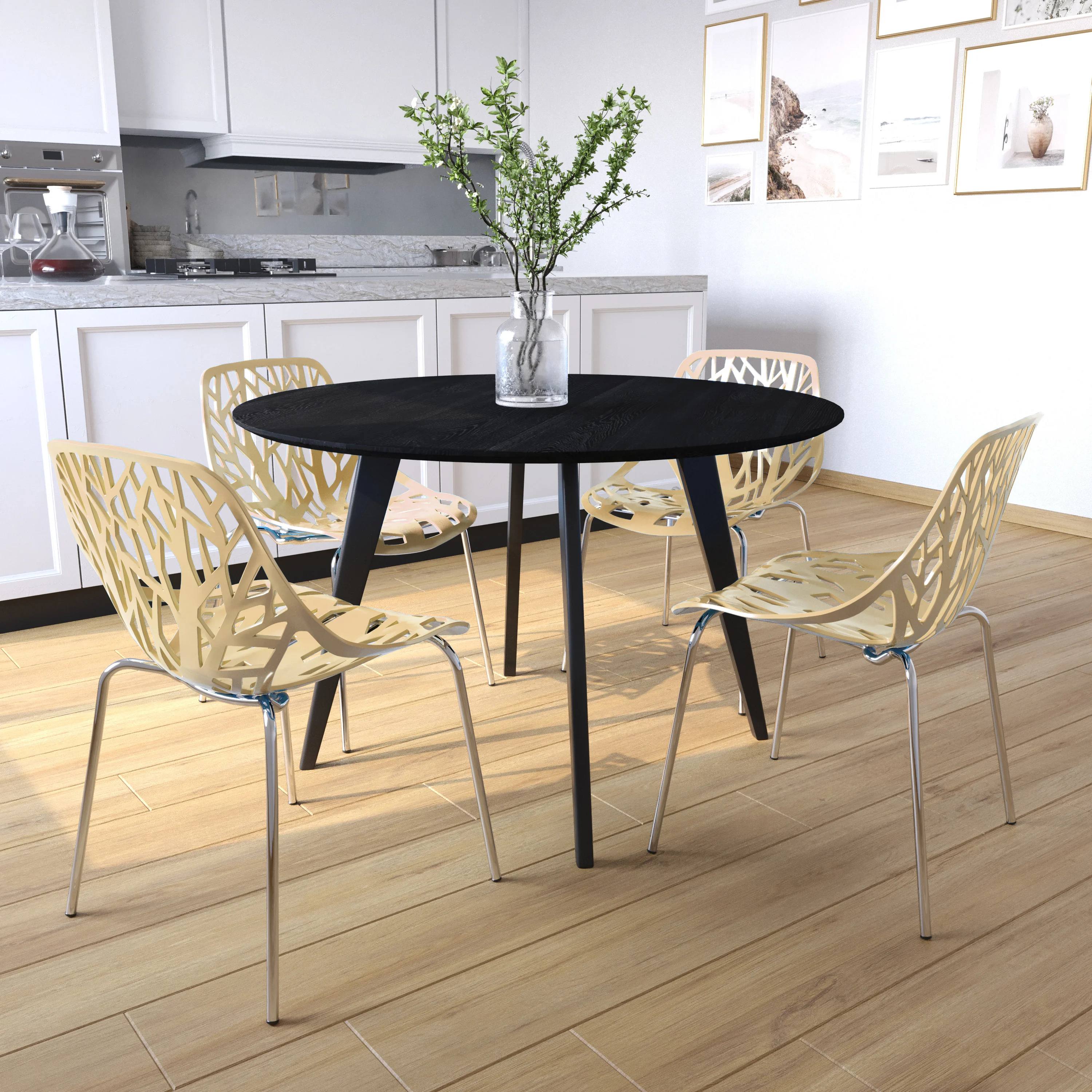 Modern Asbury Dining Chair w/ Chromed Legs
