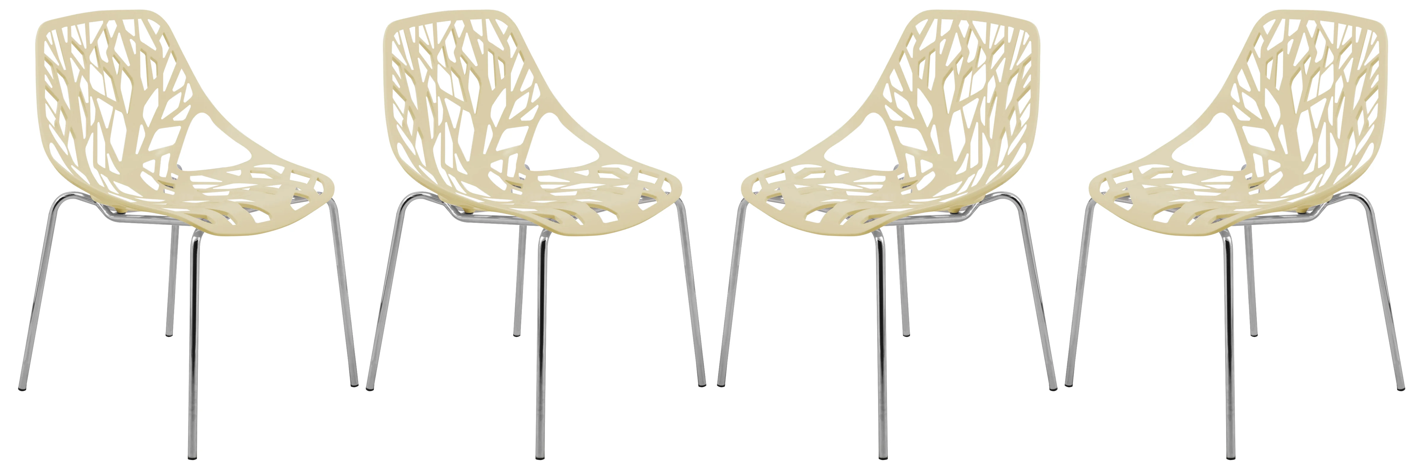 Modern Asbury Dining Chair w/ Chromed Legs, Set of 4