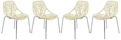 Modern Asbury Dining Chair w/ Chromed Legs, Set of 4