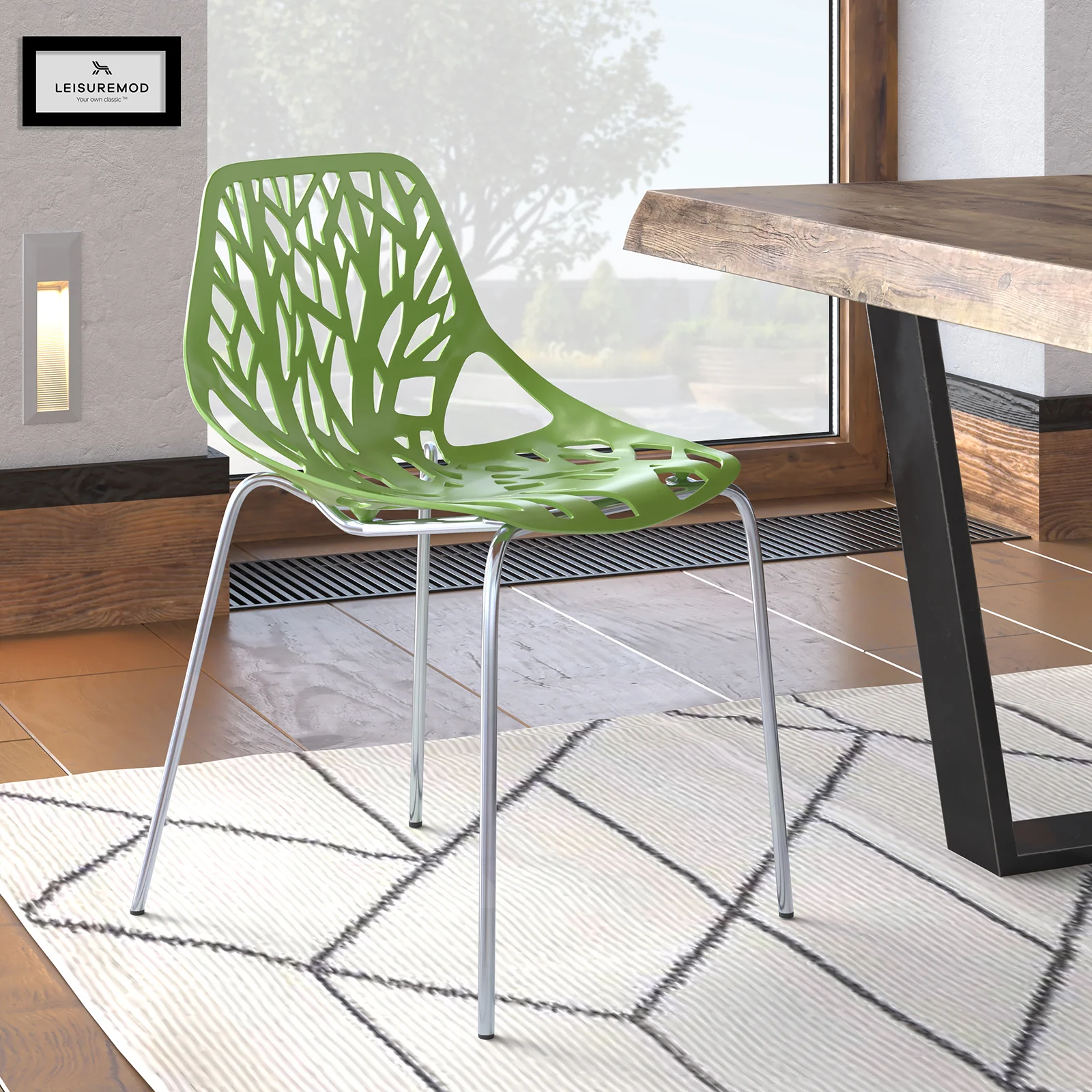 Modern Asbury Dining Chair w/ Chromed Legs