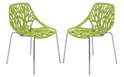 Modern Asbury Dining Chair w/ Chromed Legs, Set of 2