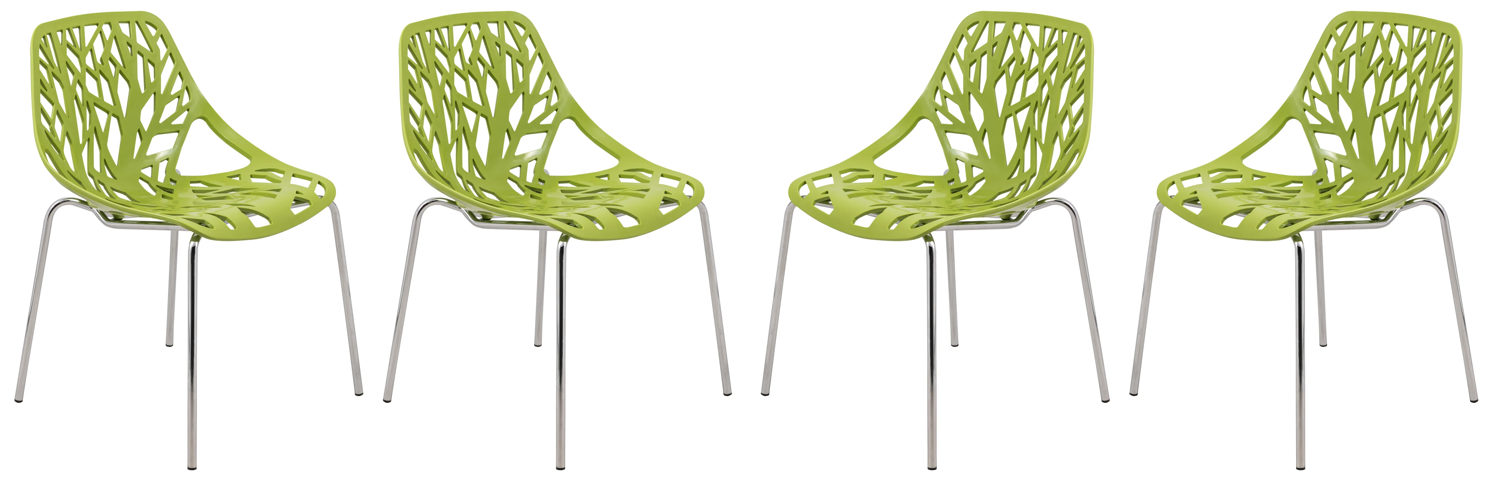 Modern Asbury Dining Chair w/ Chromed Legs, Set of 4