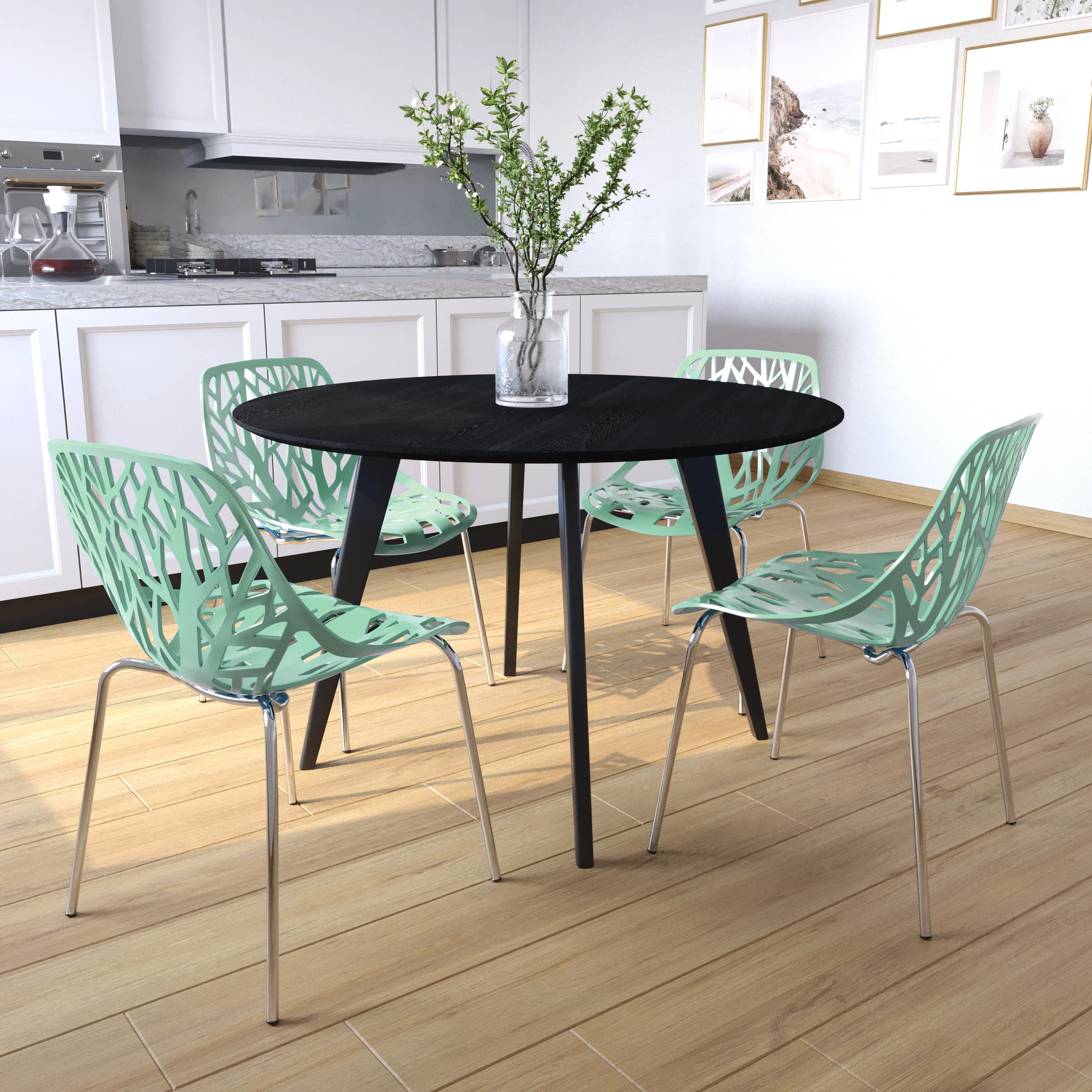 Modern Asbury Dining Chair w/ Chromed Legs