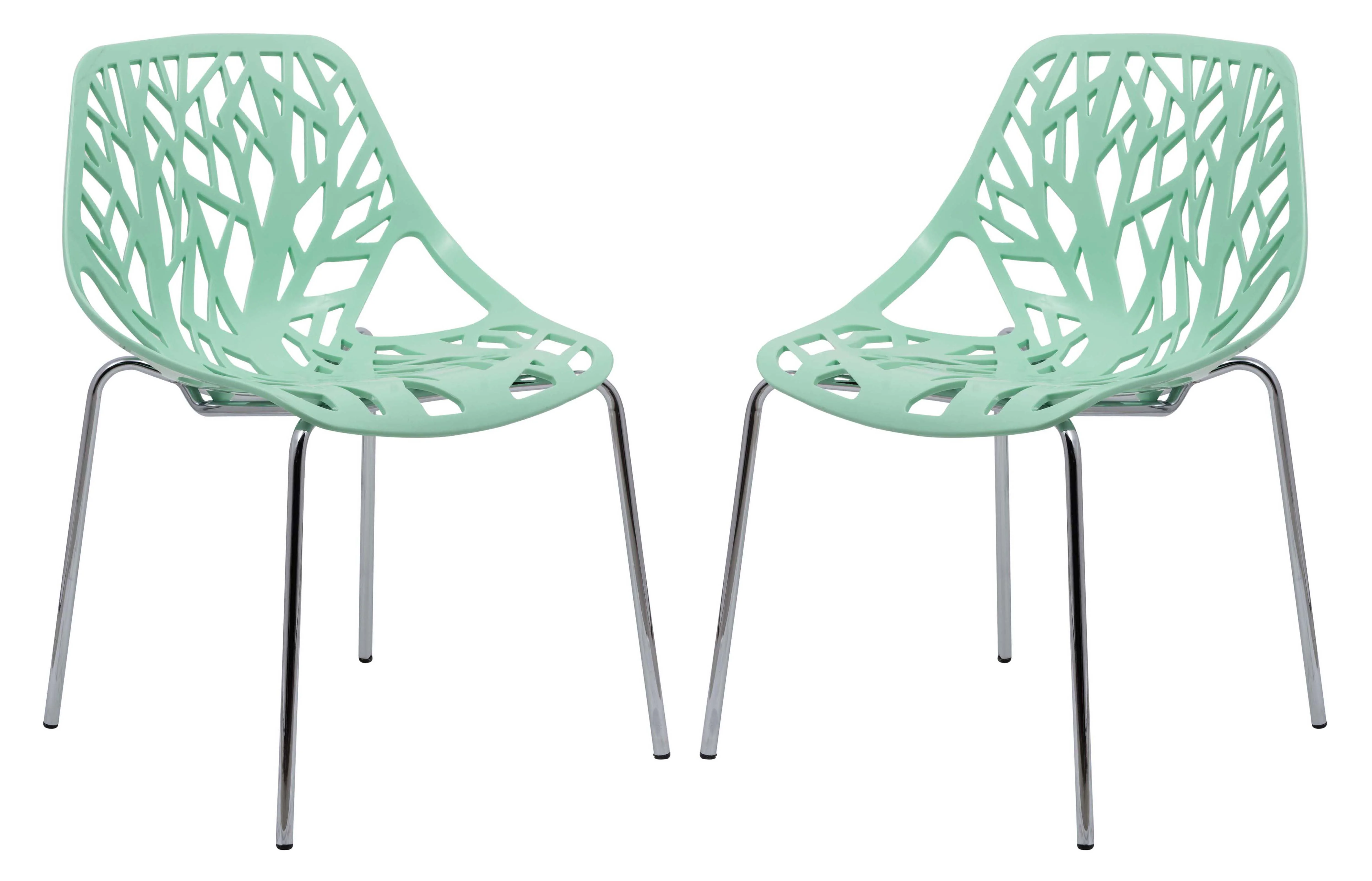 Modern Asbury Dining Chair w/ Chromed Legs, Set of 4