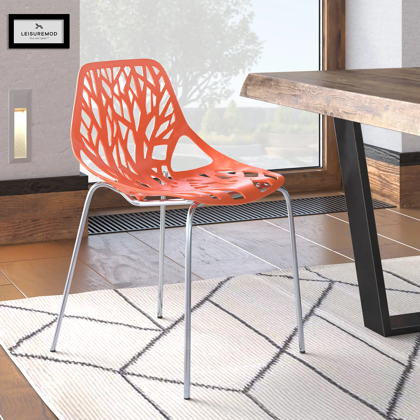Modern Asbury Dining Chair w/ Chromed Legs