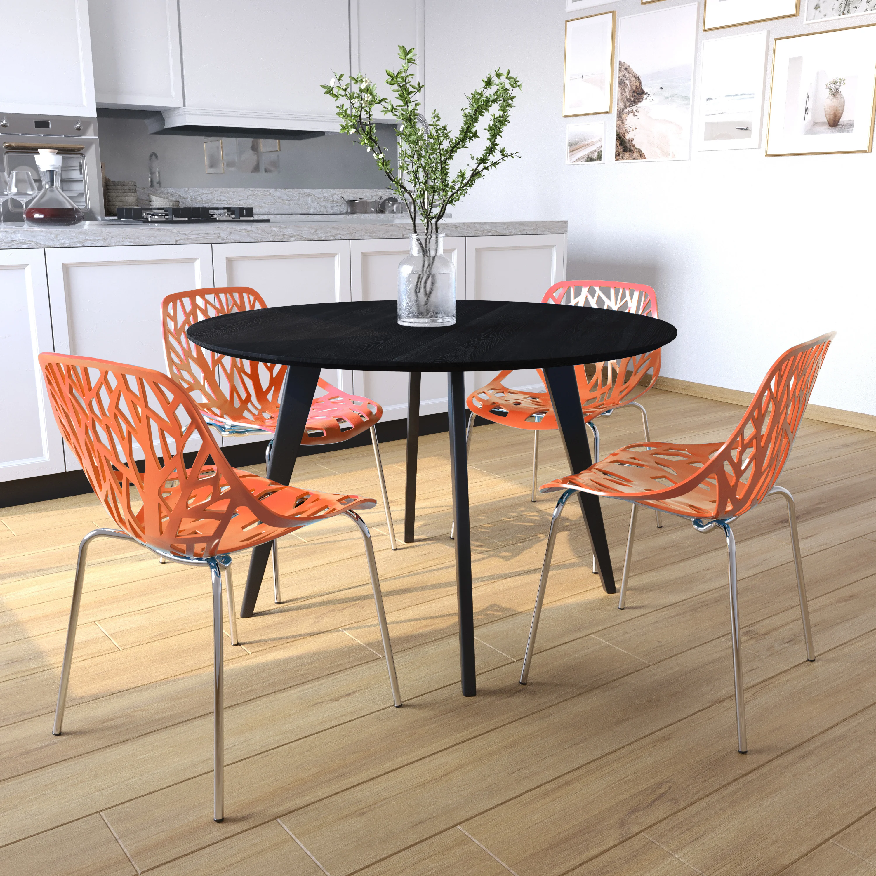 Modern Asbury Dining Chair w/ Chromed Legs