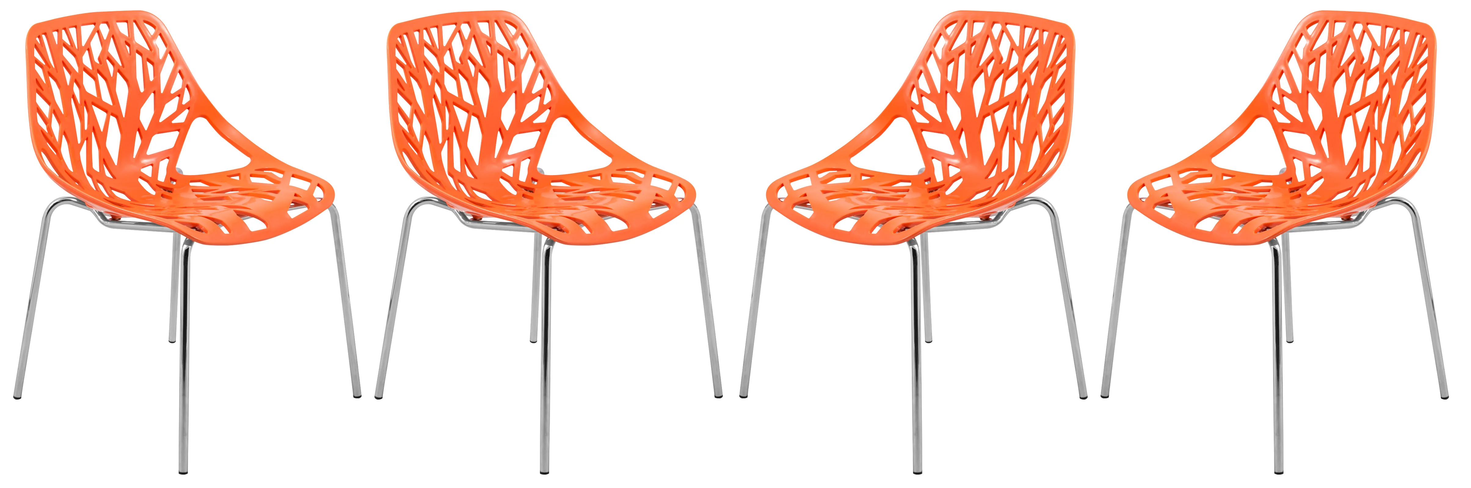 Modern Asbury Dining Chair w/ Chromed Legs, Set of 4