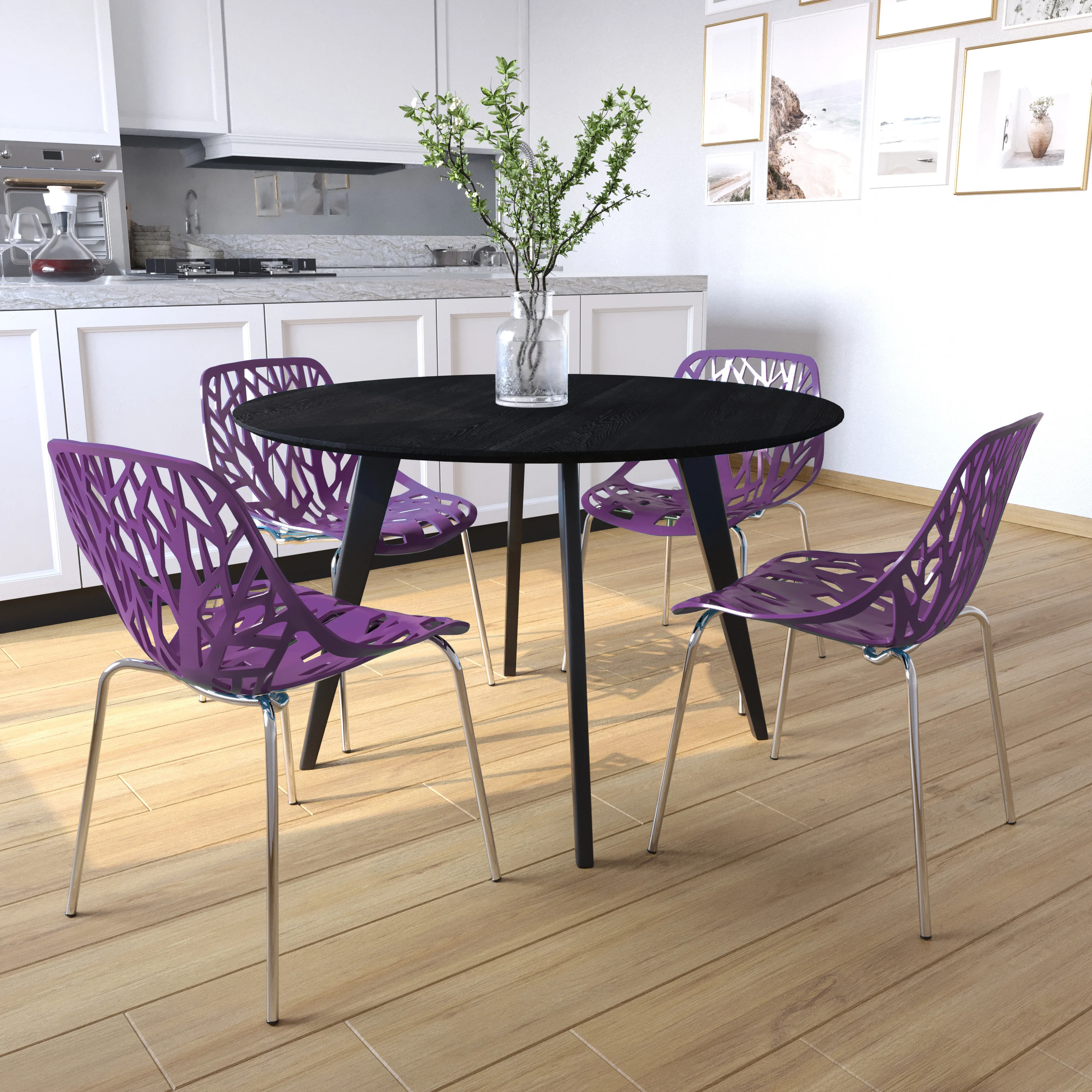 Modern Asbury Dining Chair w/ Chromed Legs
