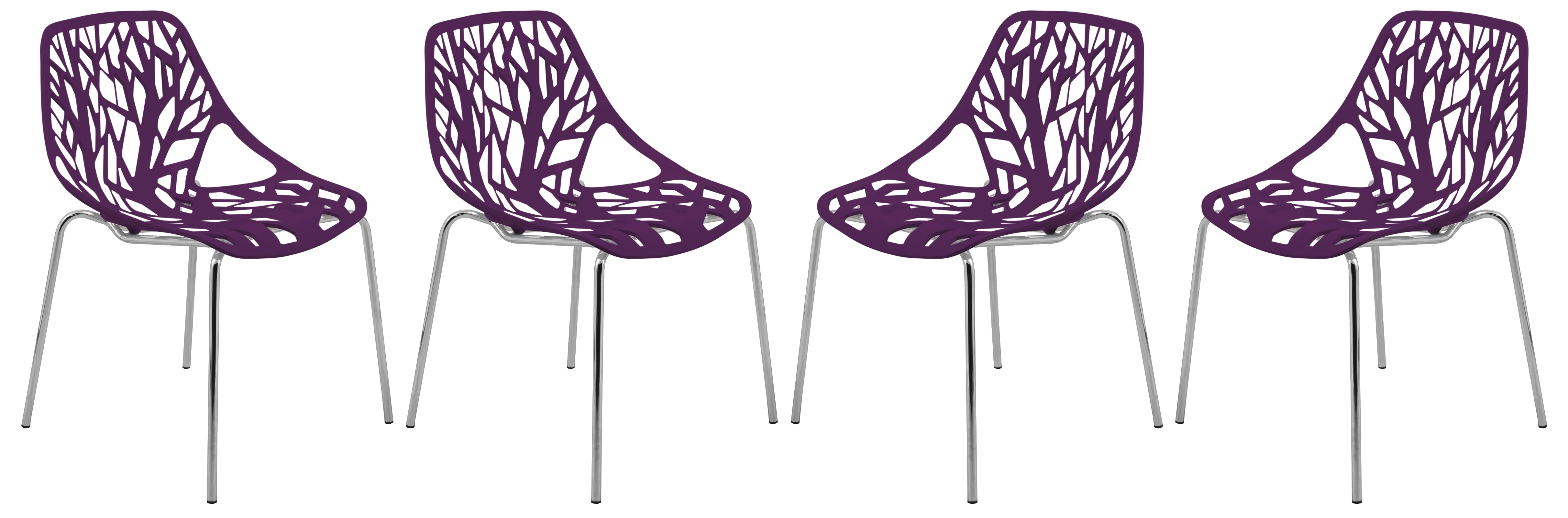 Modern Asbury Dining Chair w/ Chromed Legs, Set of 4