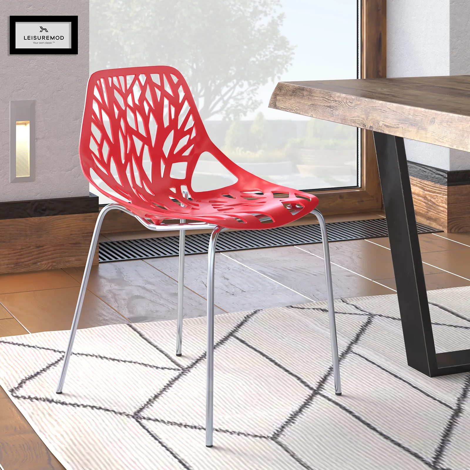 Modern Asbury Dining Chair w/ Chromed Legs
