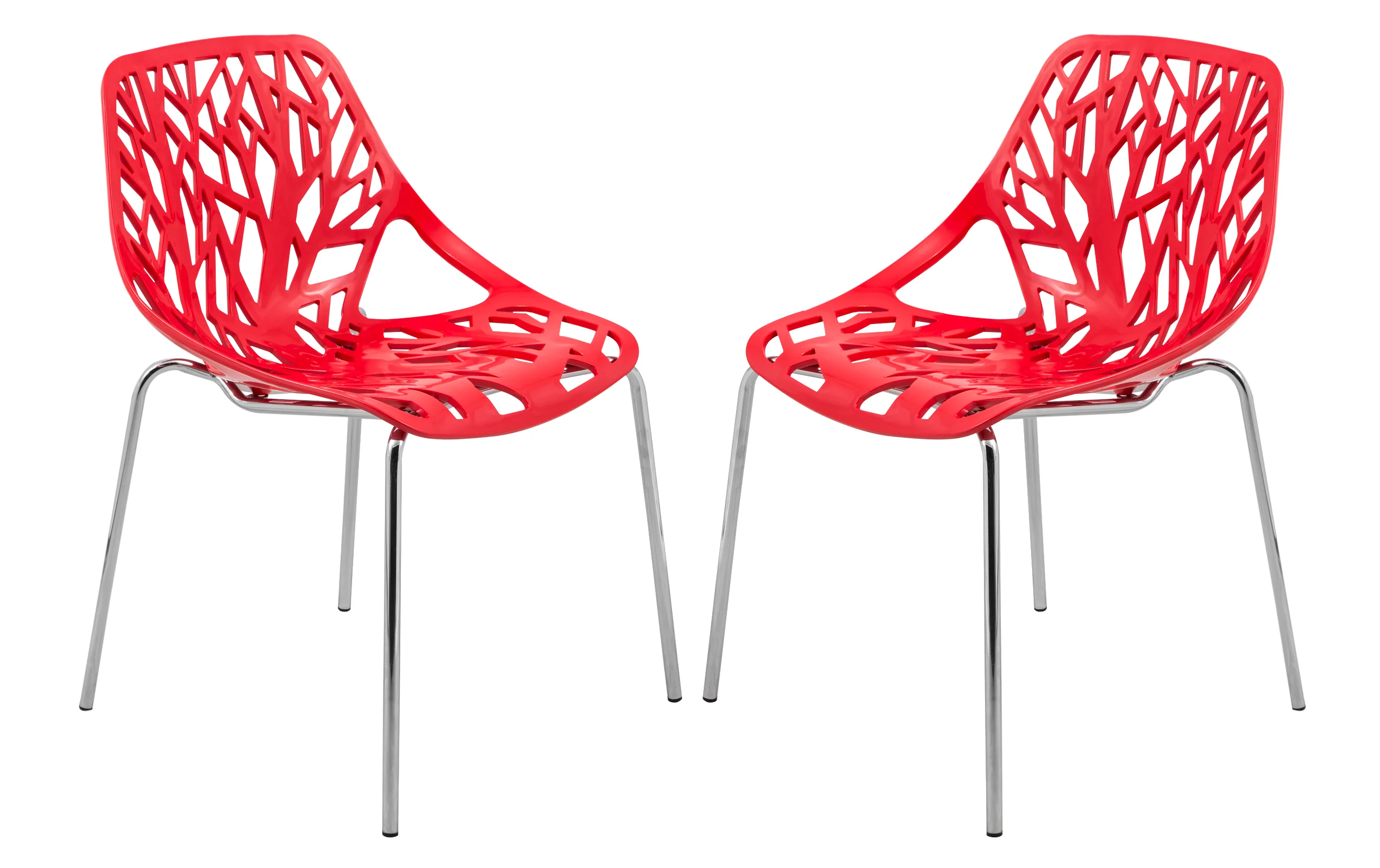 Modern Asbury Dining Chair w/ Chromed Legs, Set of 2