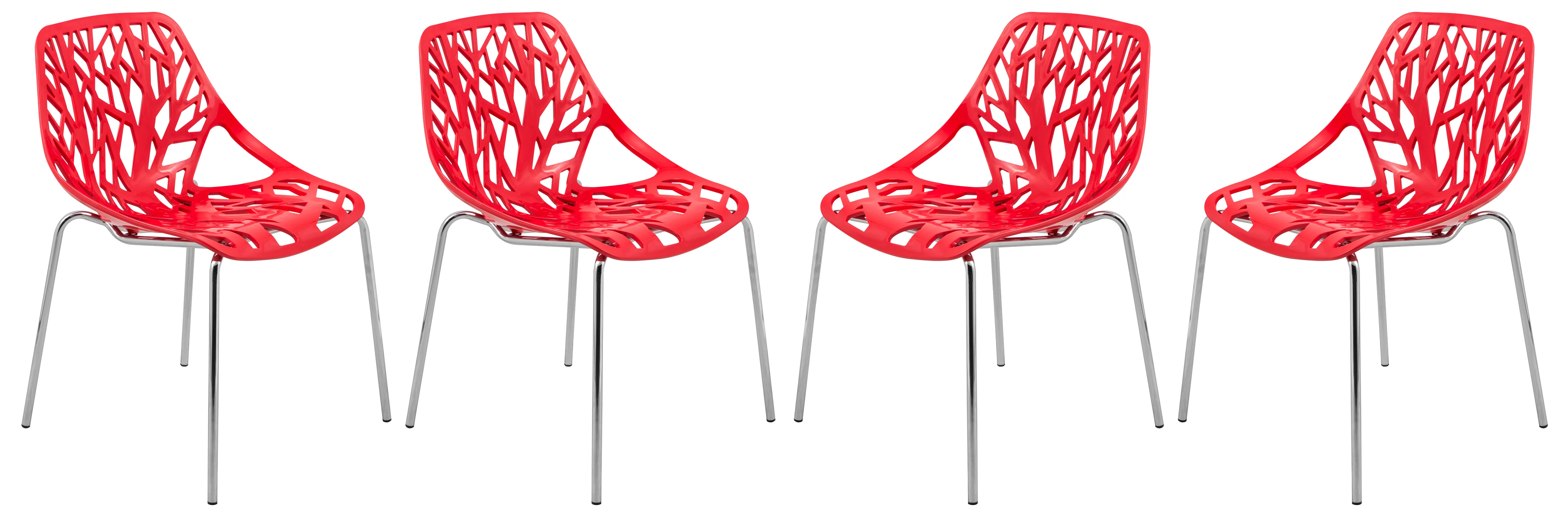 Modern Asbury Dining Chair w/ Chromed Legs, Set of 4