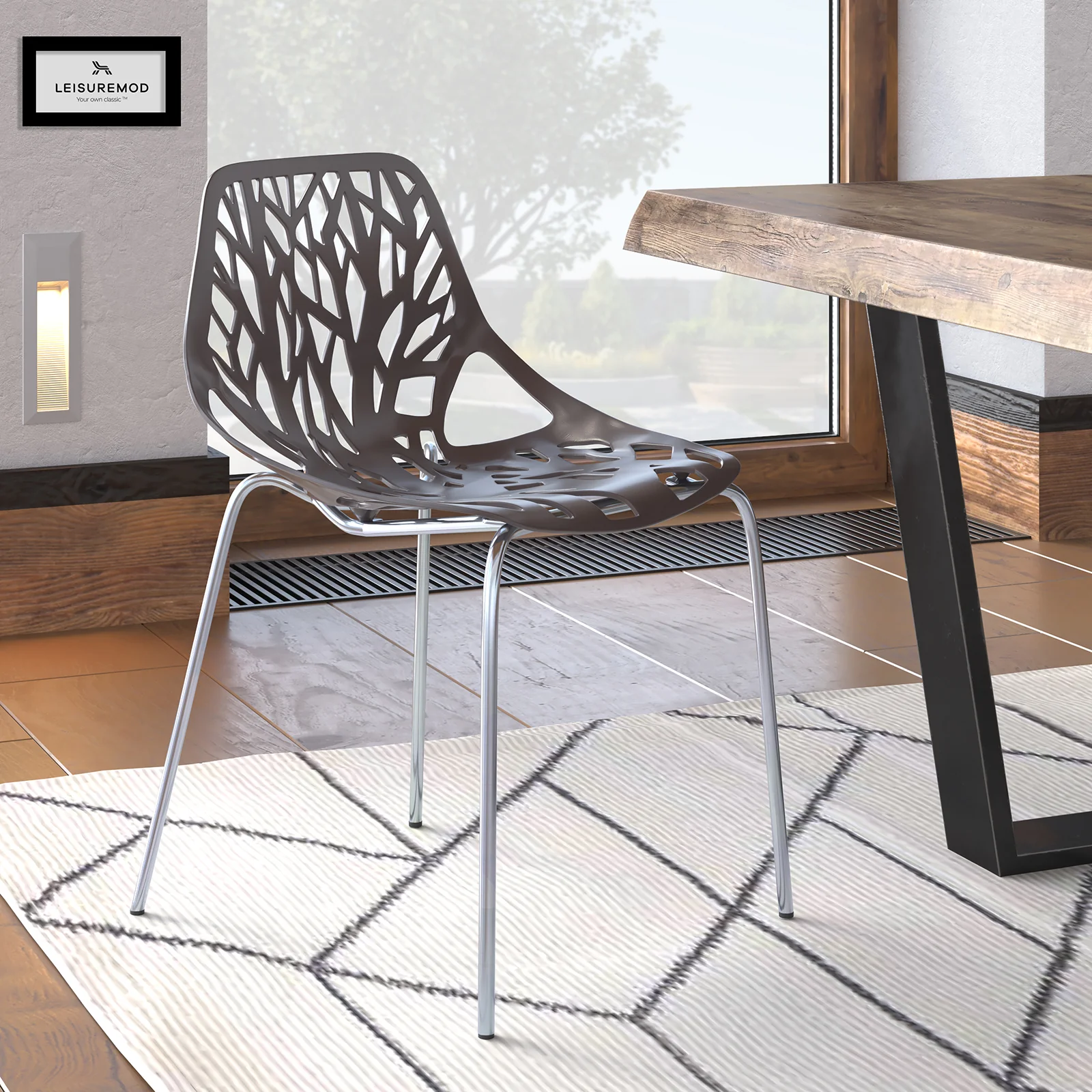 Modern Asbury Dining Chair w/ Chromed Legs