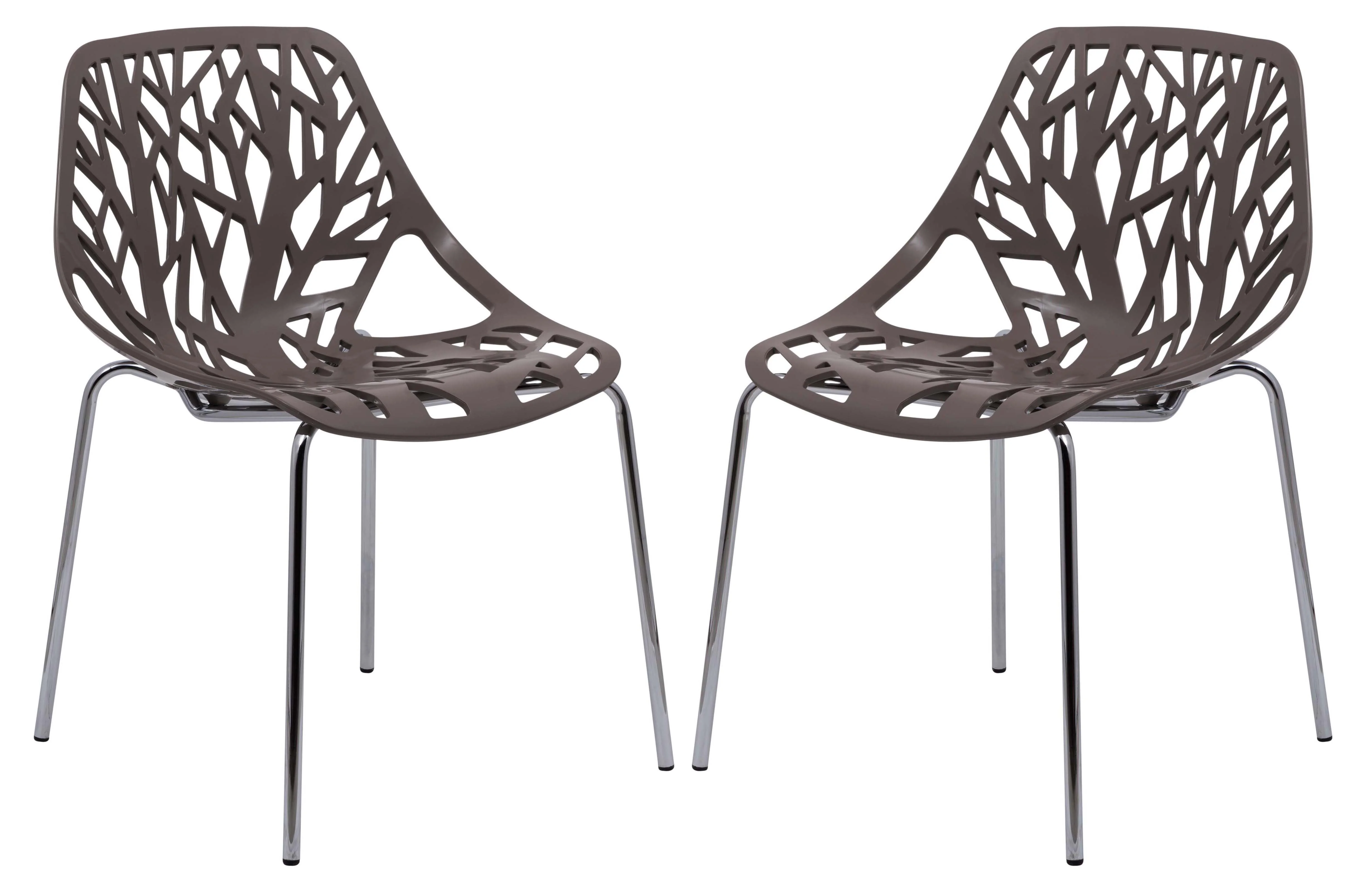Modern Asbury Dining Chair w/ Chromed Legs, Set of 2