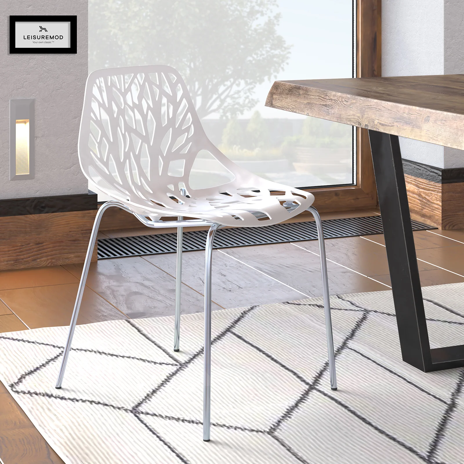 Modern Asbury Dining Chair w/ Chromed Legs