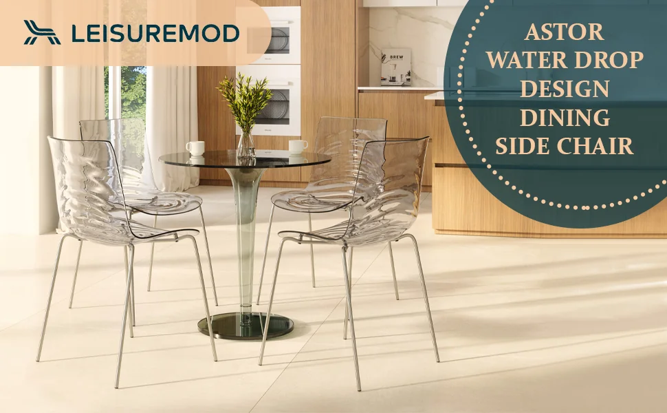 Astor Water Ripple Design Dining Chair Set of 2