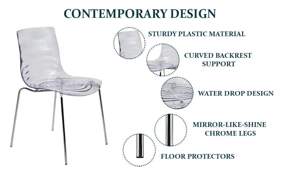 Astor Water Ripple Design Dining Chair Set of 4