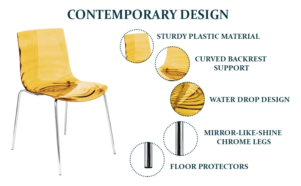 Astor Water Ripple Design Dining Chair Set of 2