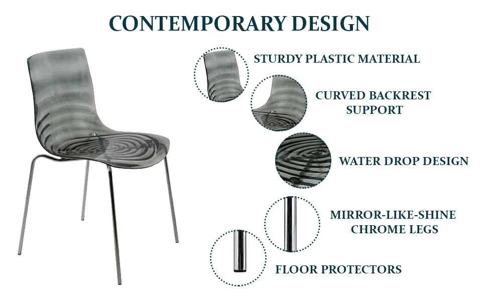 Astor Water Ripple Design Dining Chair Set of 4