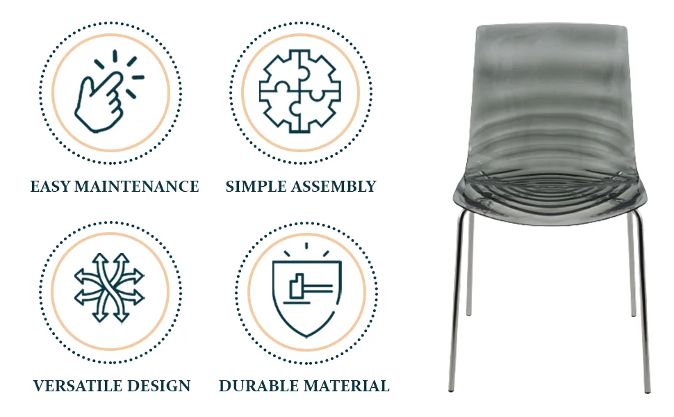 Astor Water Ripple Design Dining Chair Set of 4