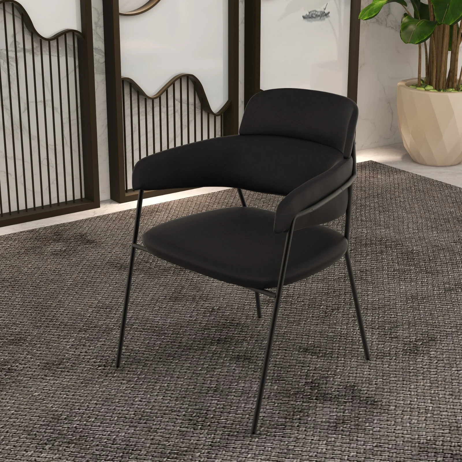 Axis Collection Modern Dining Chair in Black - Set of 2