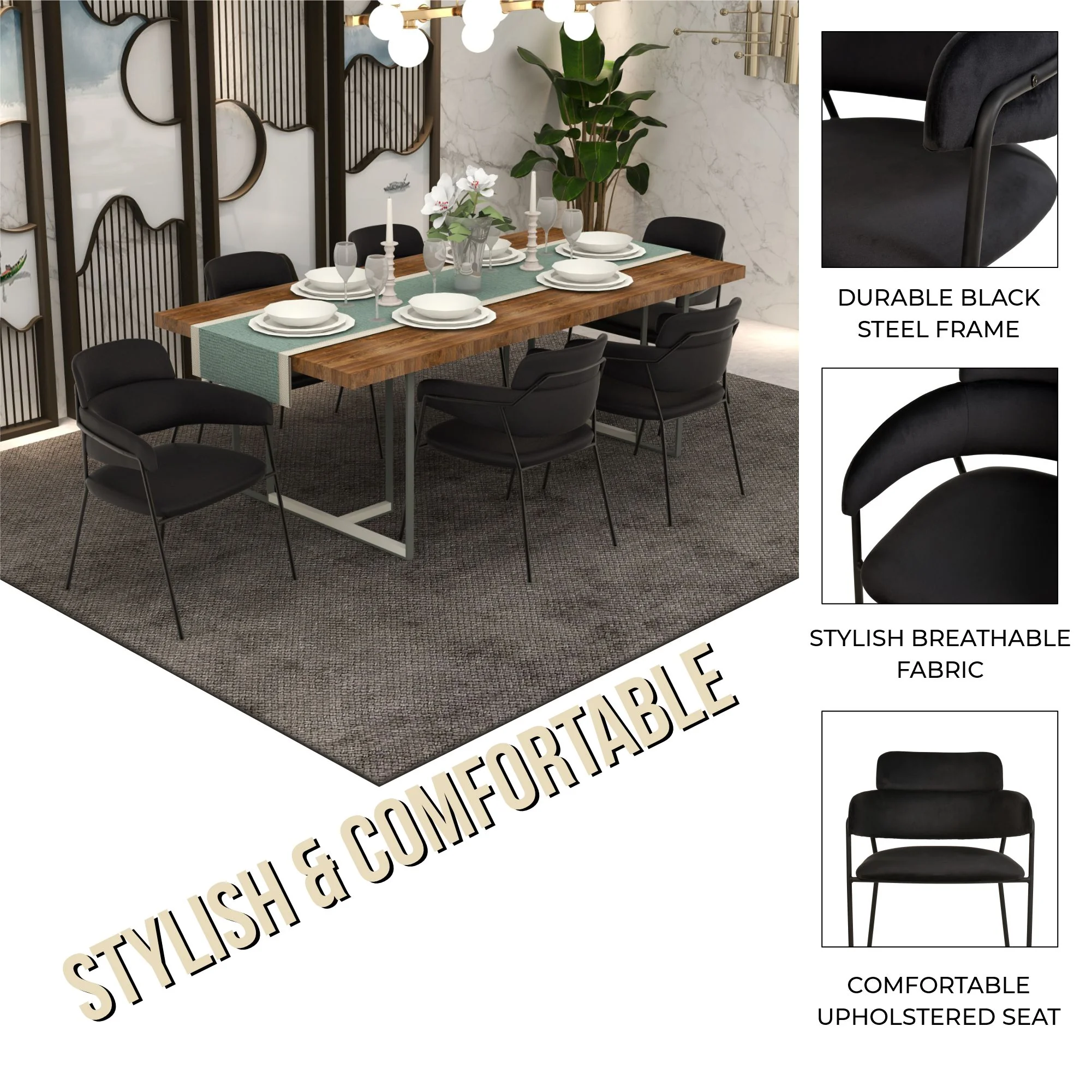 Axis Collection Modern Dining Chair in Black - Set of 2