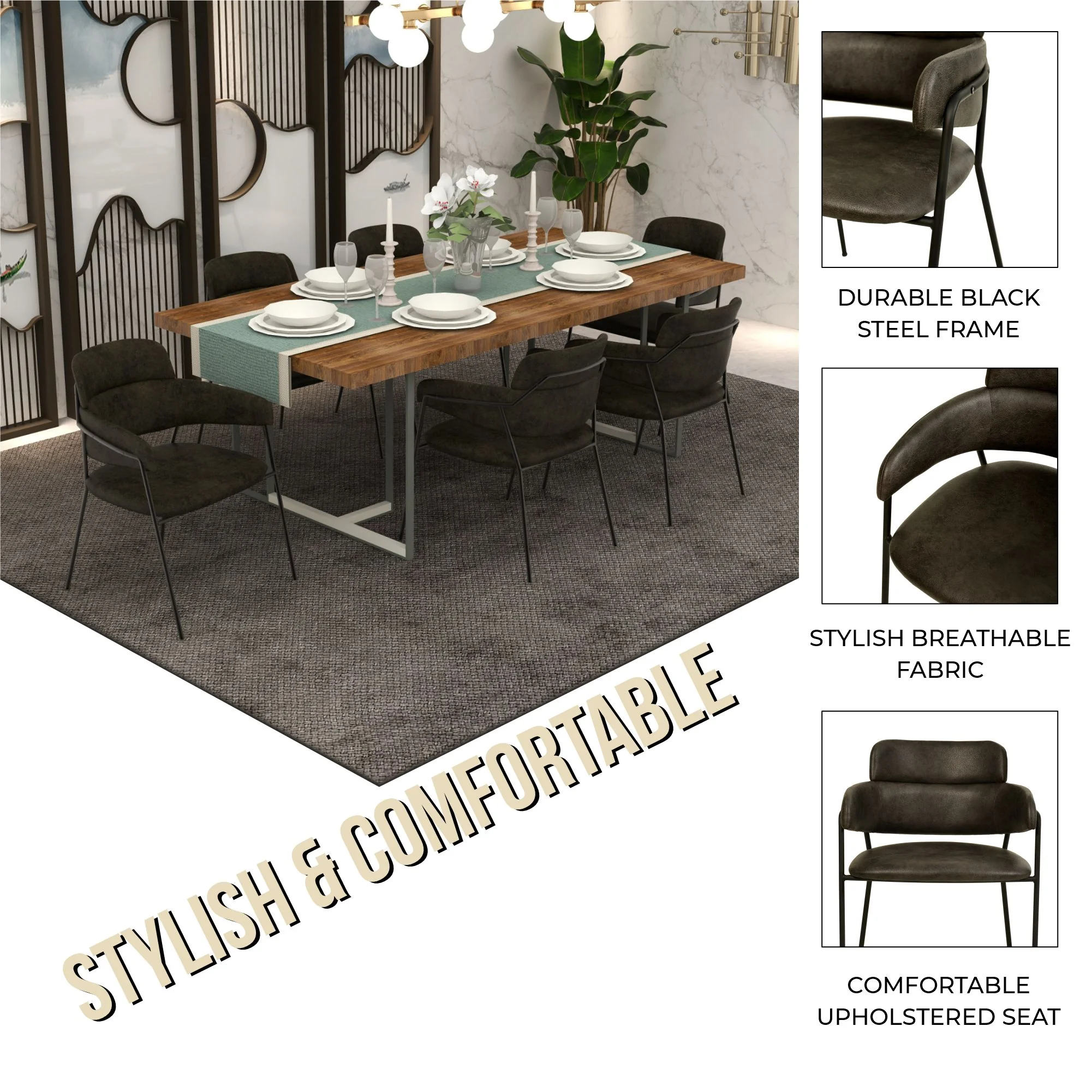 Axis Collection Modern Dining Chair in Charcoal