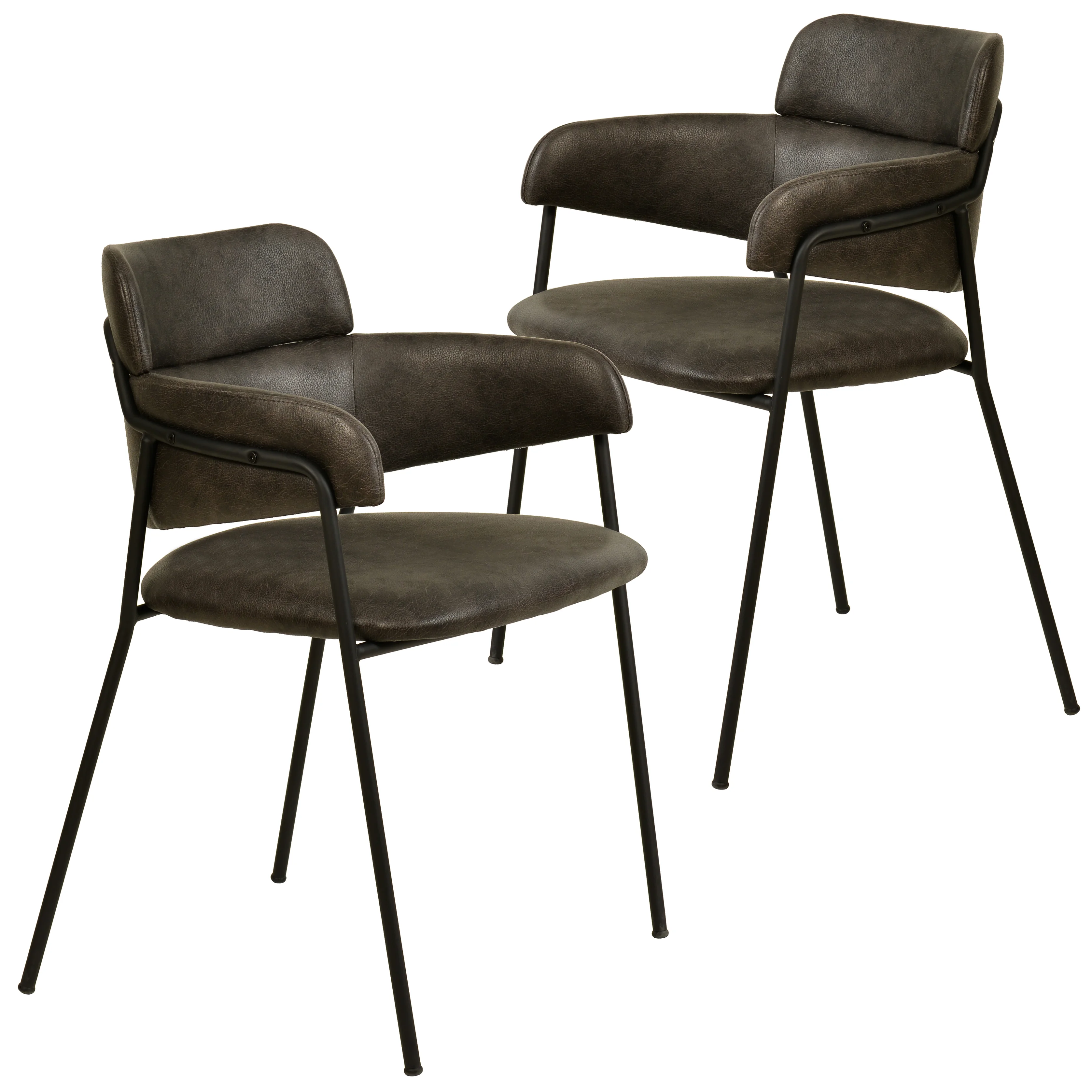 Axis Collection Modern Dining Chair in Charcoal - Set of 2