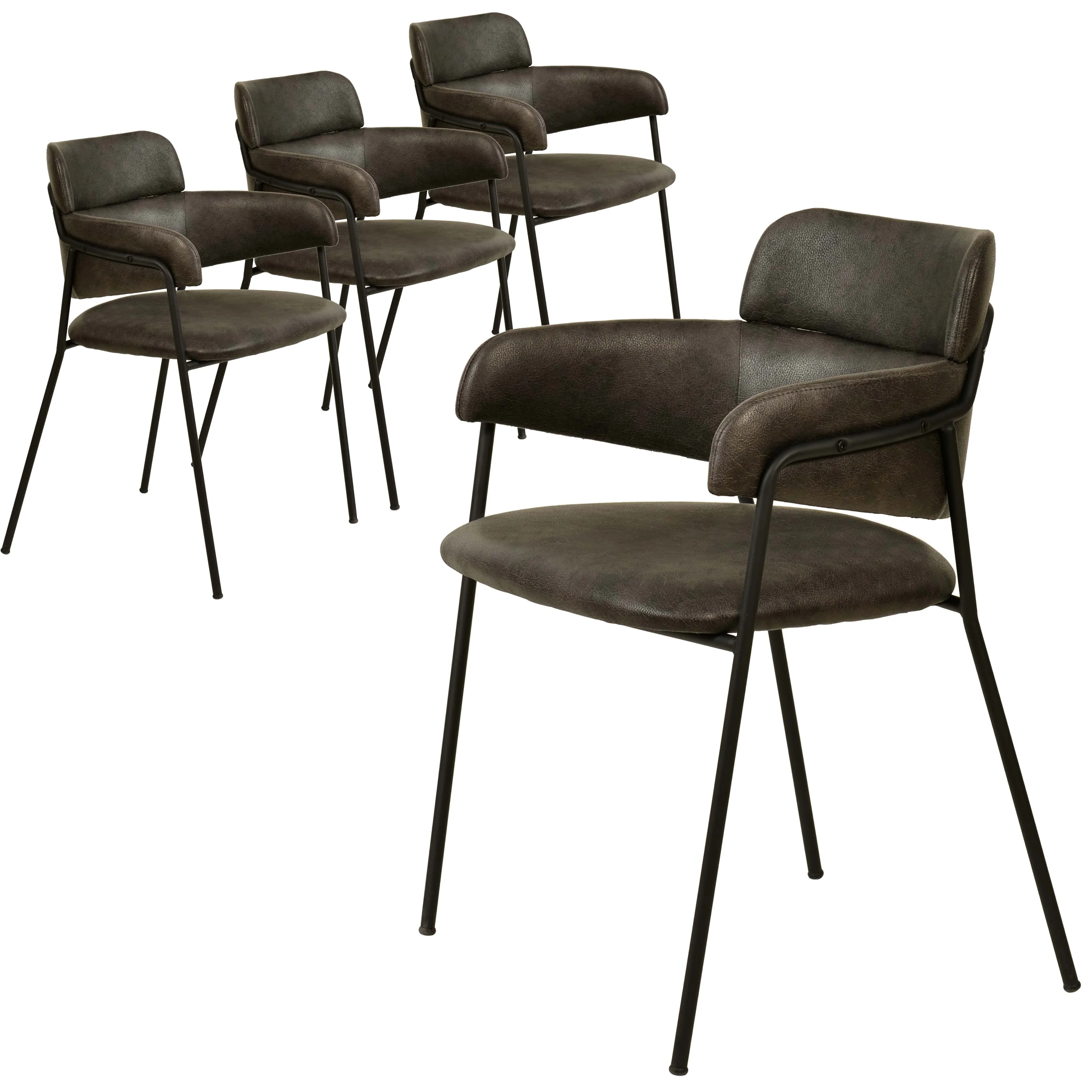 Axis Collection Modern Dining Chair in Charcoal - Set of 4