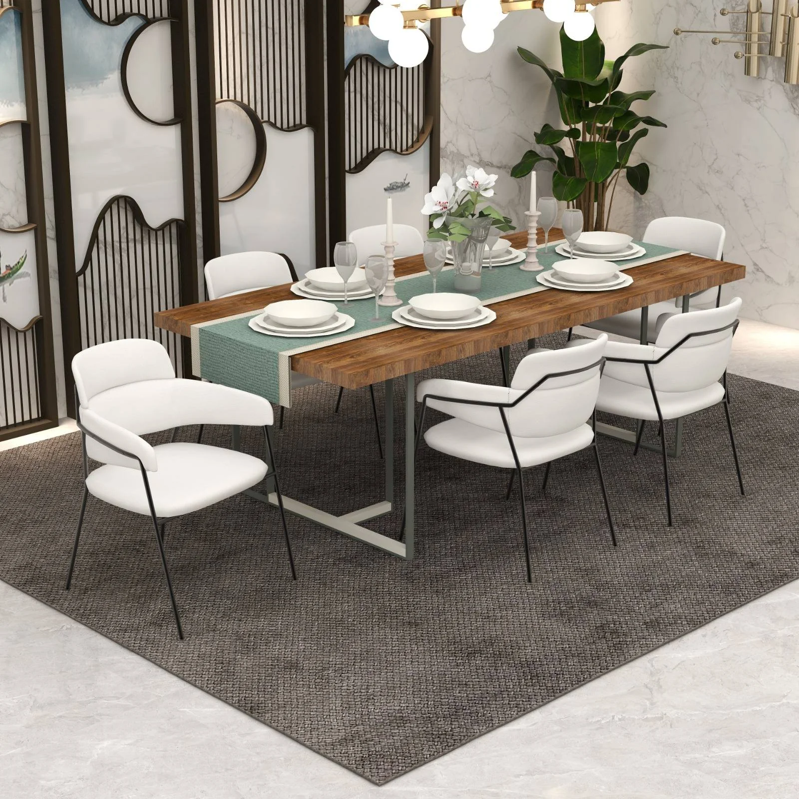 Axis Collection Modern Dining Chair in White - Set of 4