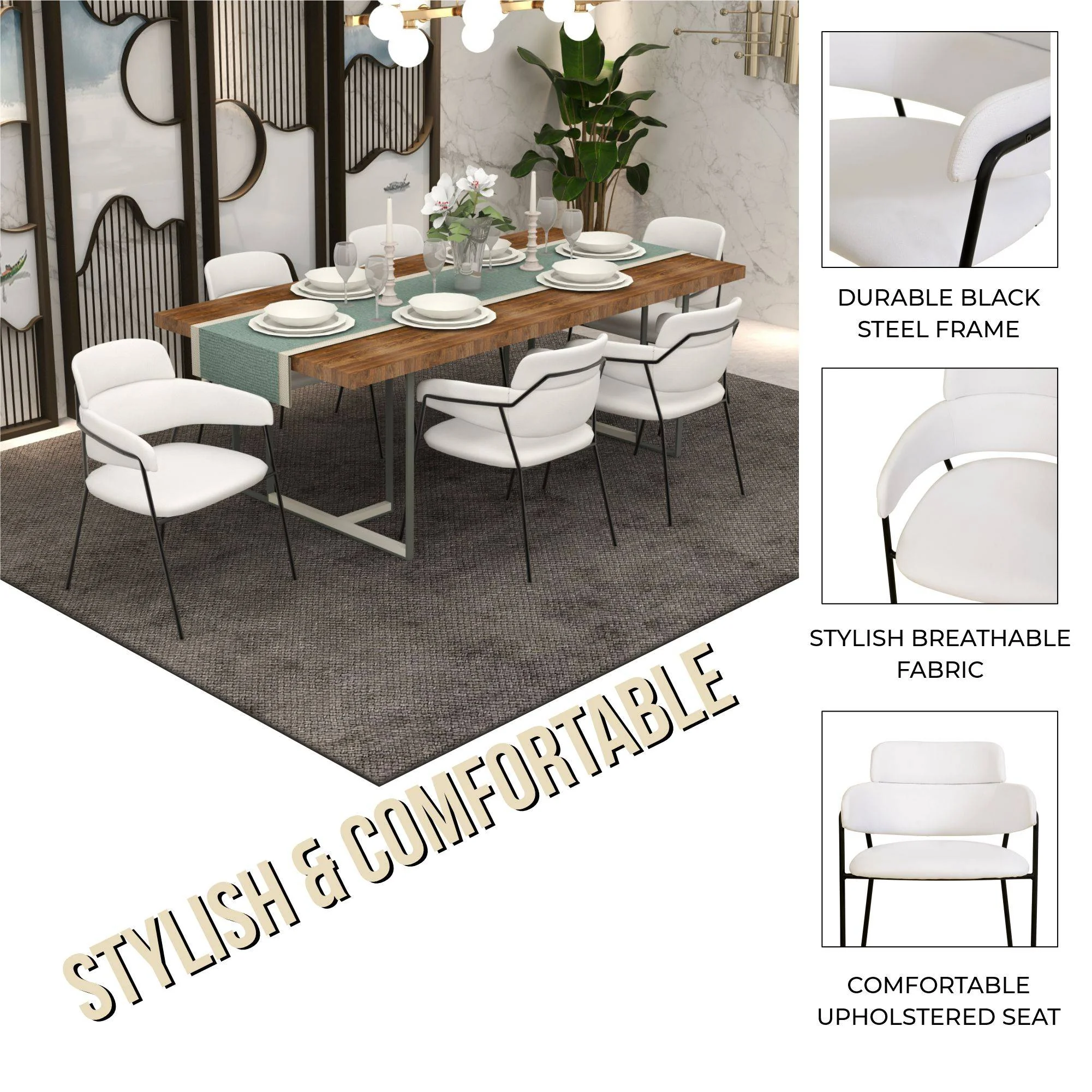 Axis Collection Modern Dining Chair in White - Set of 4