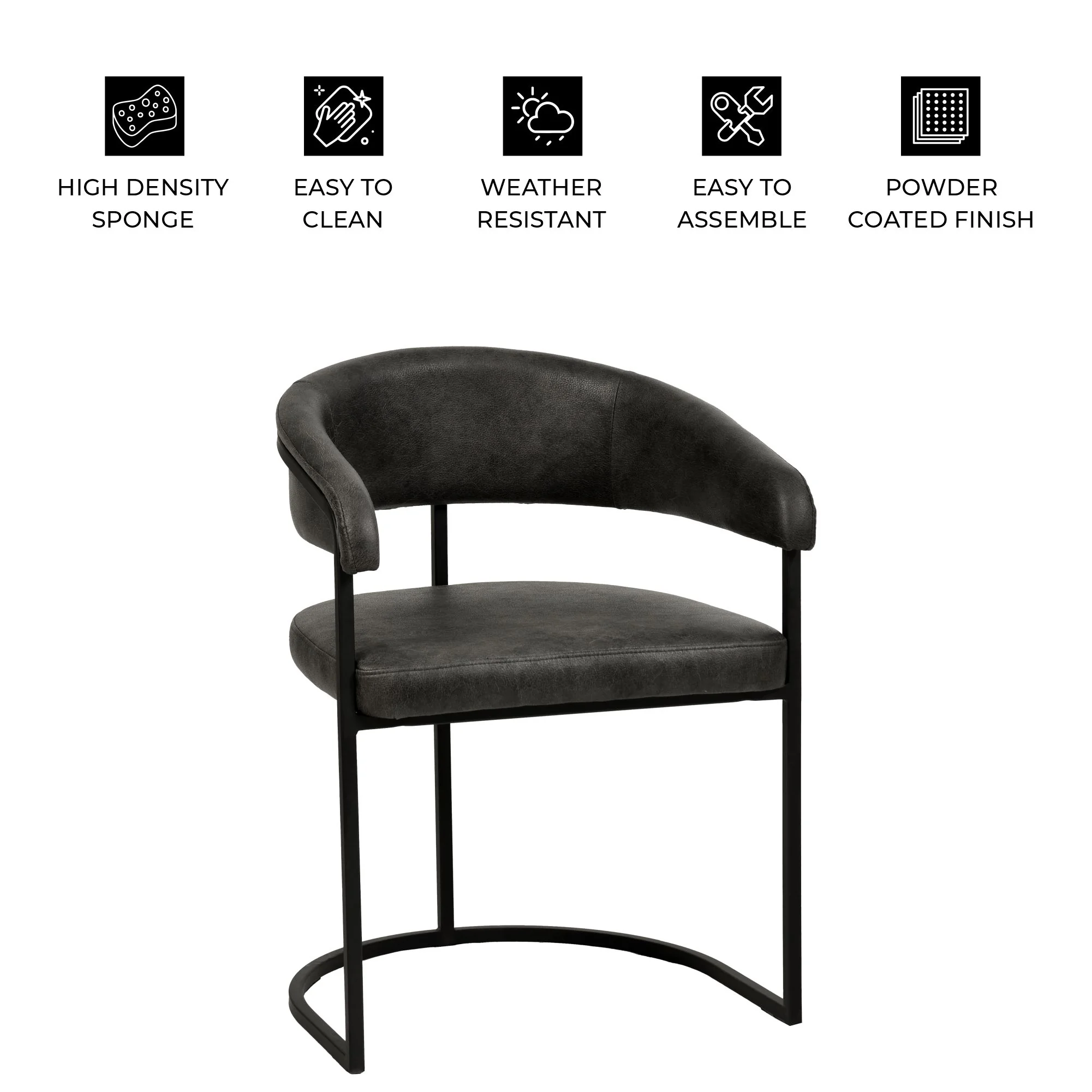 Aero Collection Modern Dining Chair in Charcoal