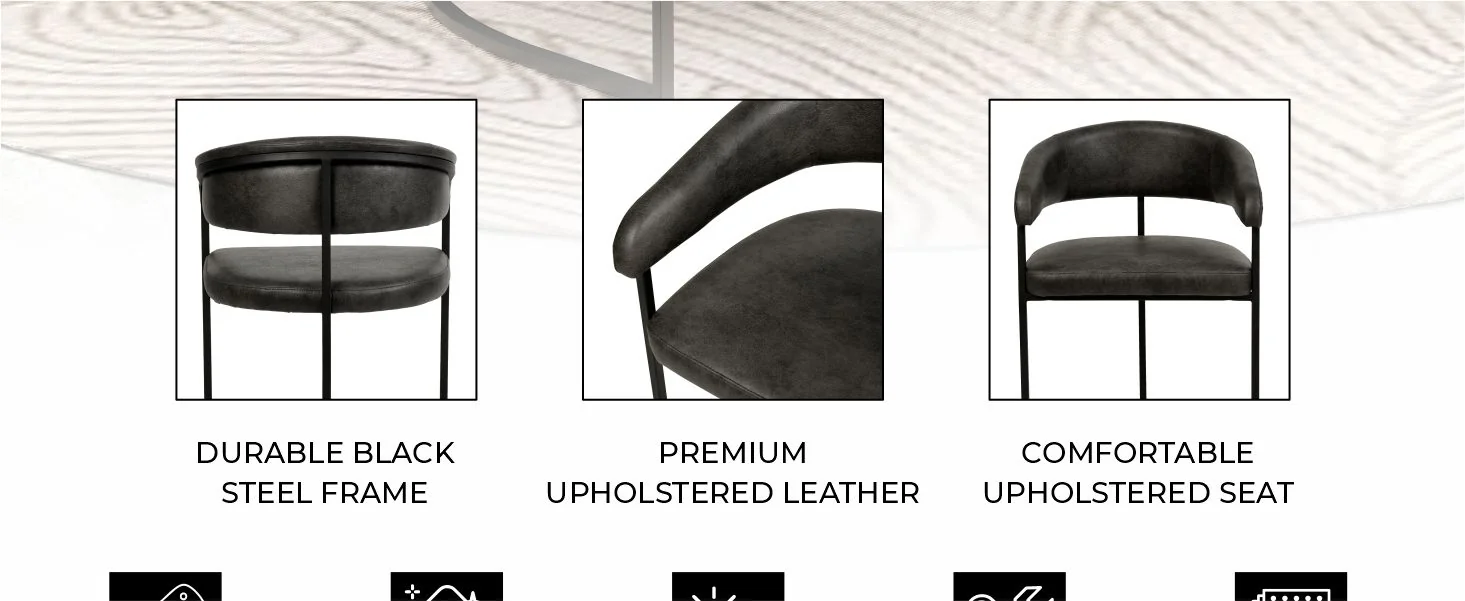 Aero Collection Modern Dining Chair in Charcoal Set of 2