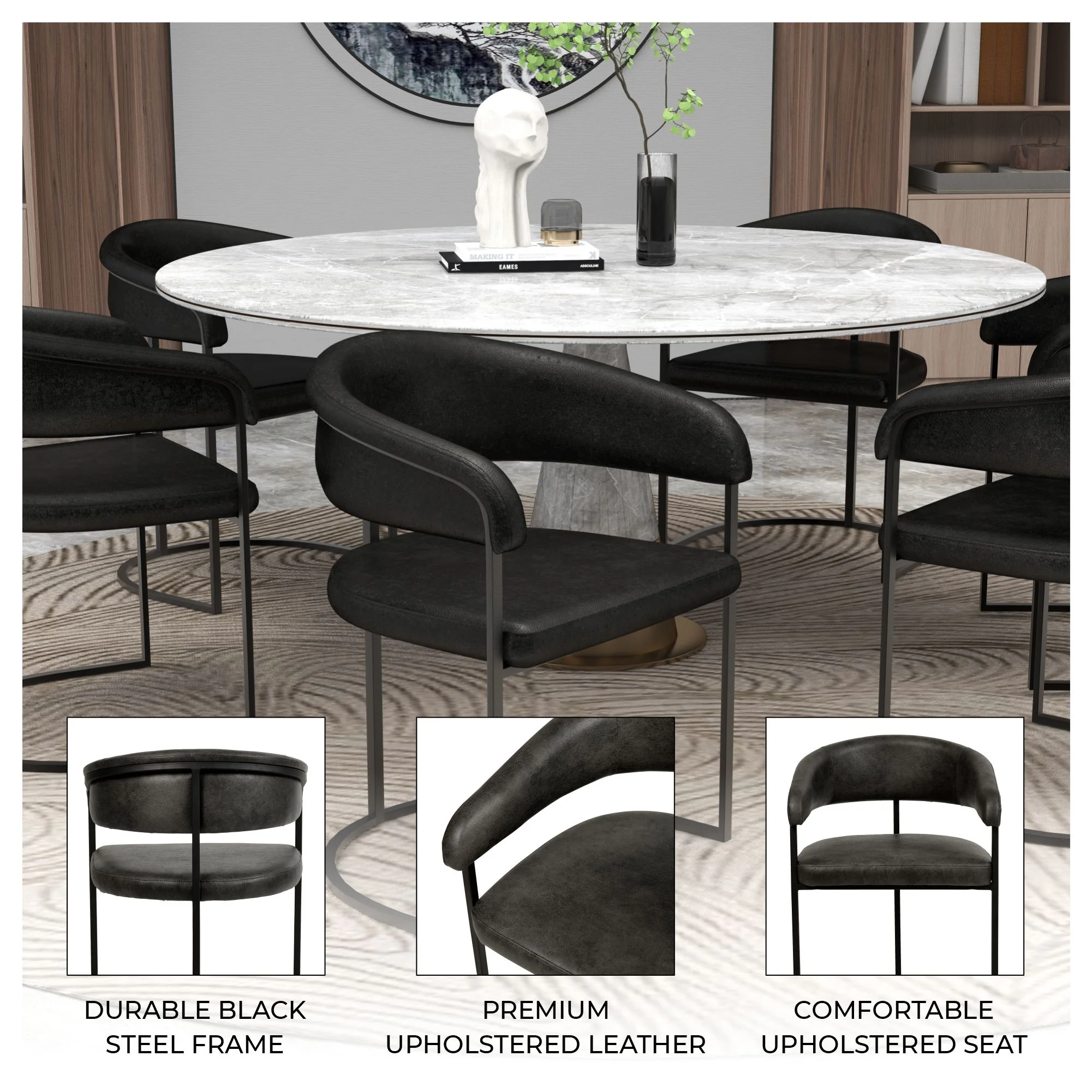 Aero Collection Modern Dining Chair in Charcoal Set of 2