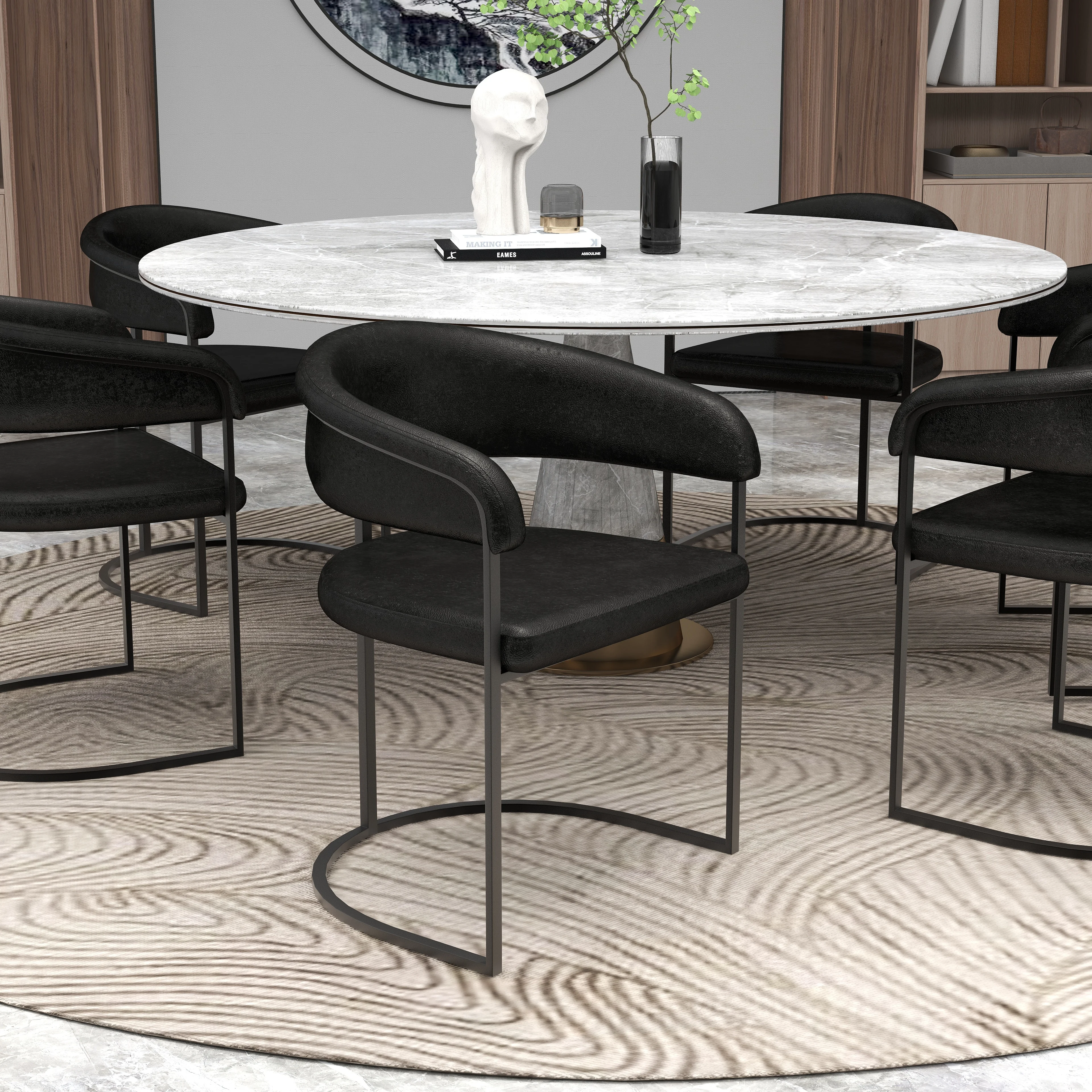 Aero Collection Modern Dining Chair in Charcoal Set of 4