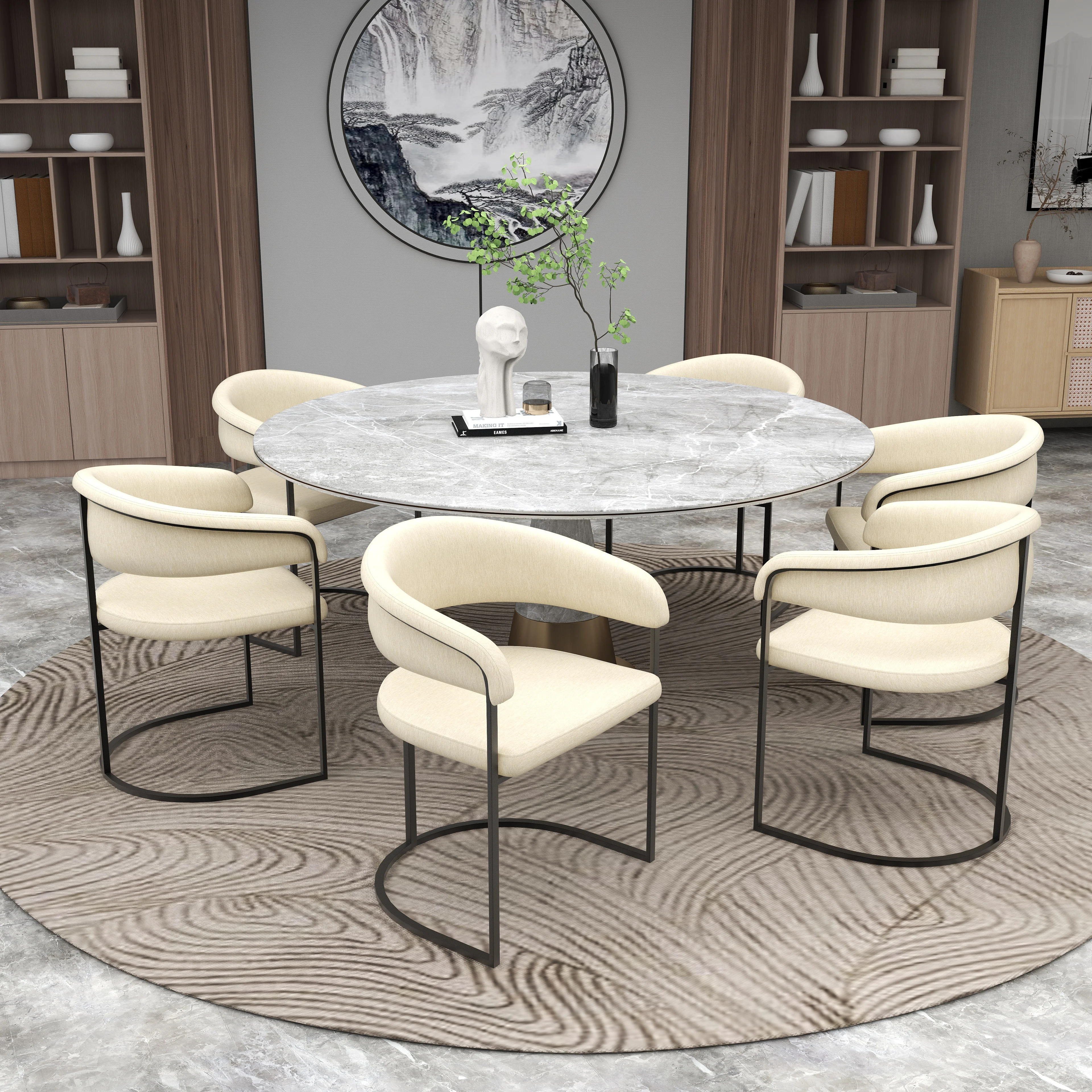 Aero Collection Modern Dining Chair in Oatmeal