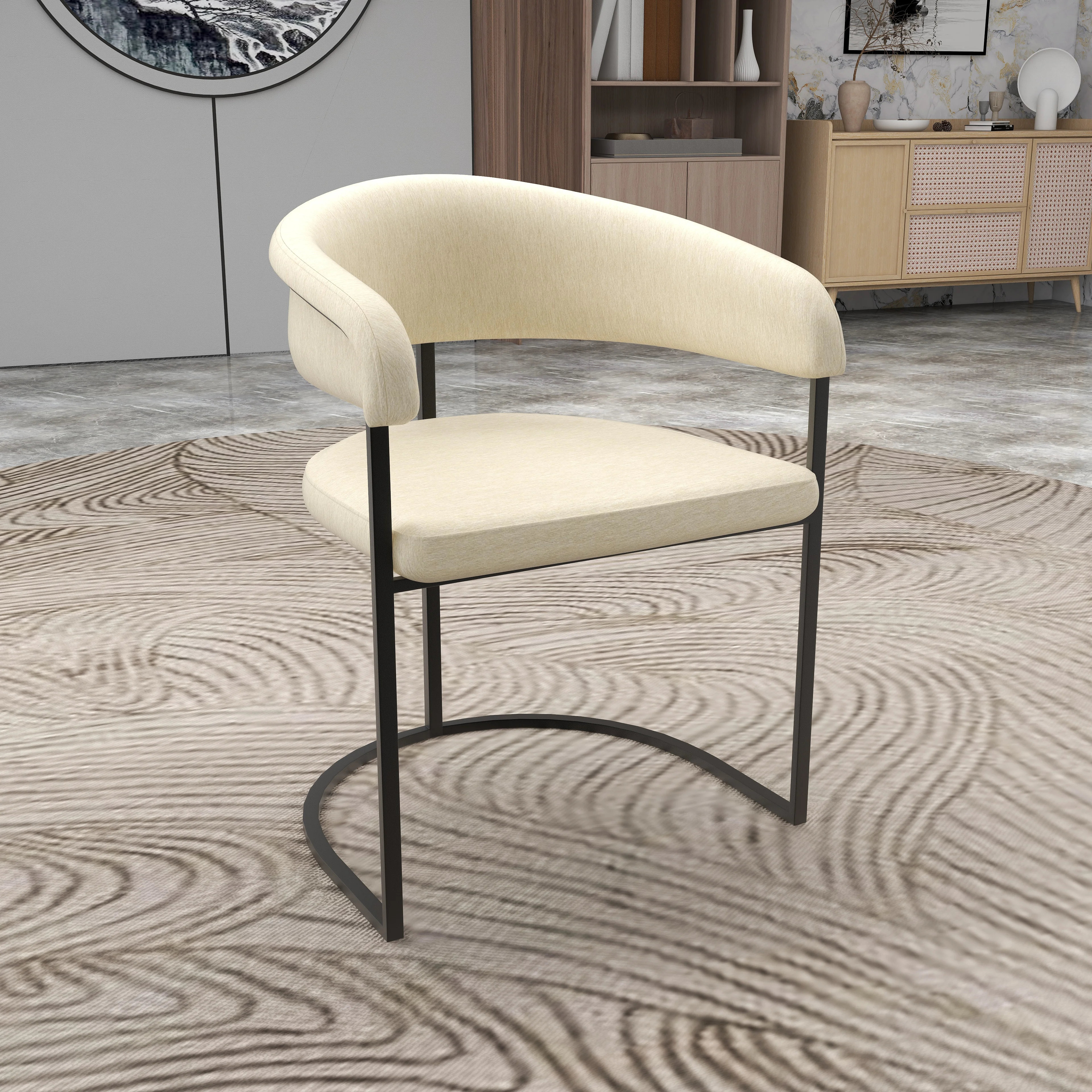 Aero Collection Modern Dining Chair in Oatmeal Set of 2