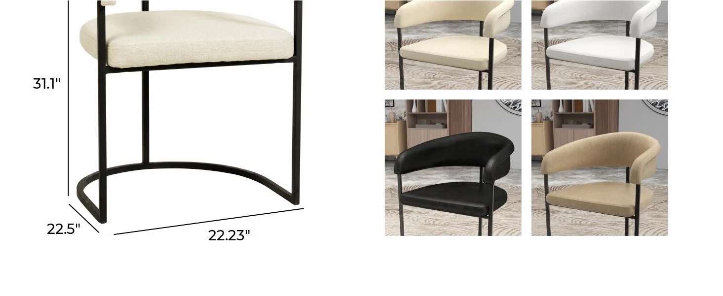 Aero Collection Modern Dining Chair in Oatmeal Set of 4