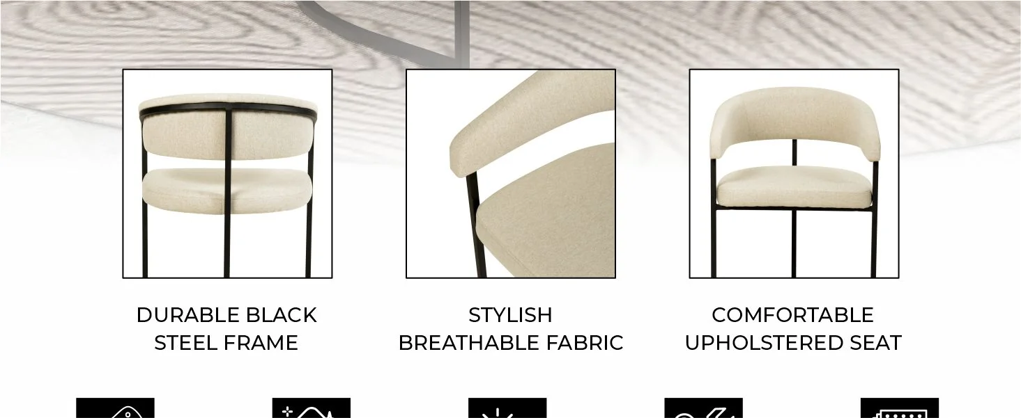 Aero Collection Modern Dining Chair in Oatmeal Set of 4