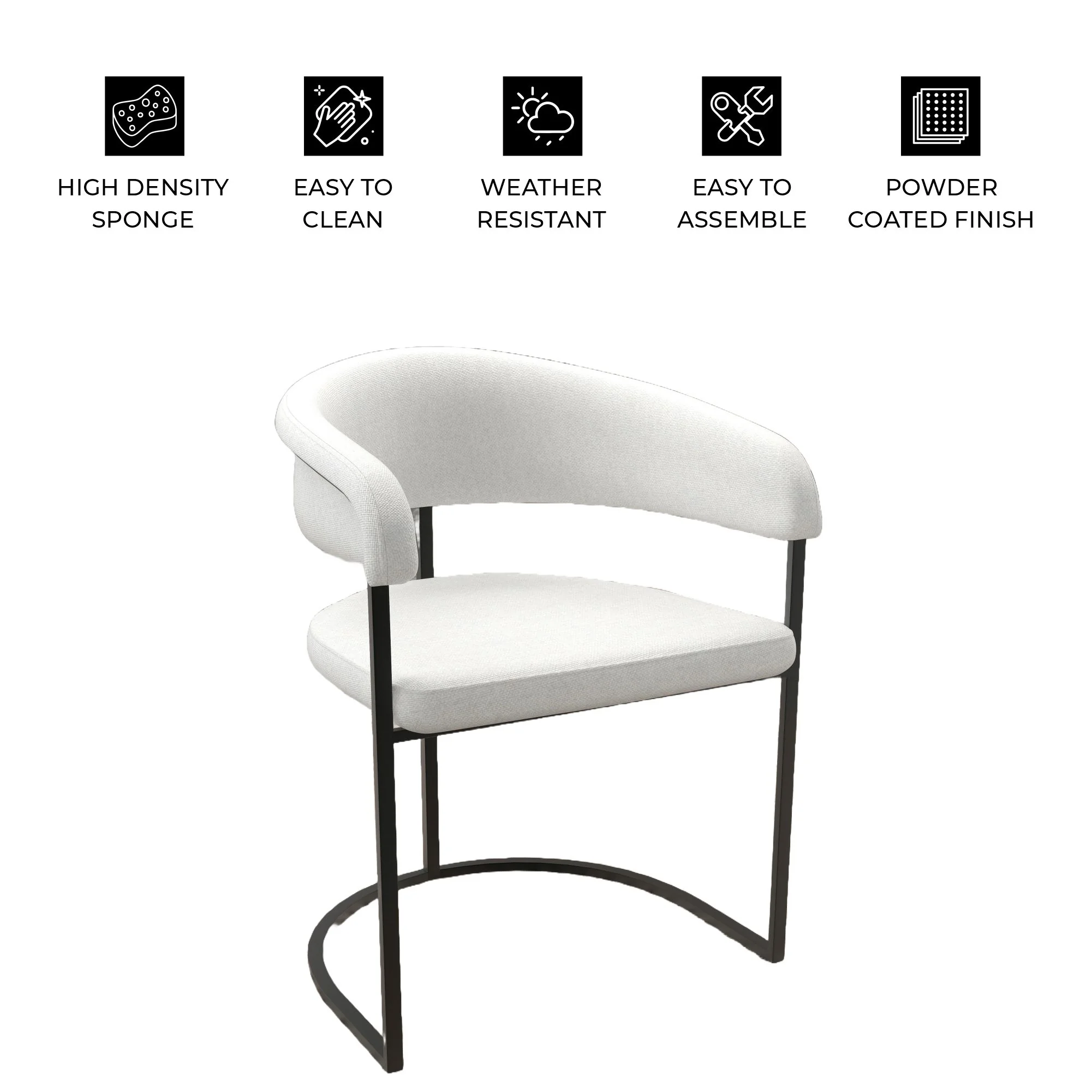 Aero Collection Modern Dining Chair in White Set of 2