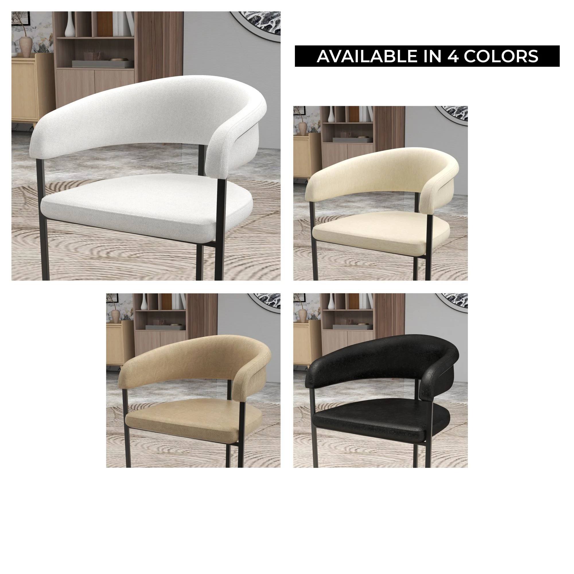 Aero Collection Modern Dining Chair in White Set of 2