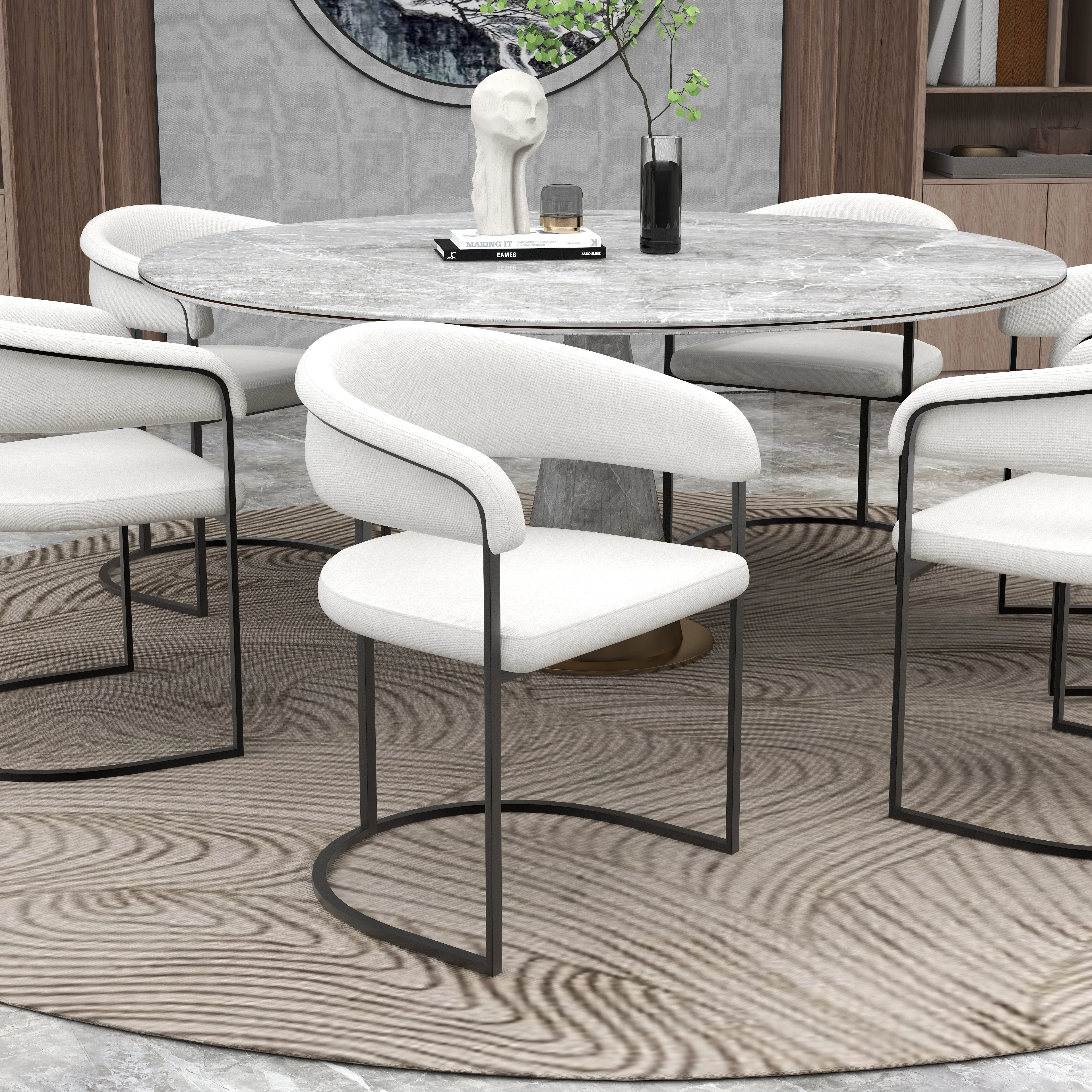 Aero Collection Modern Dining Chair in White Set of 4