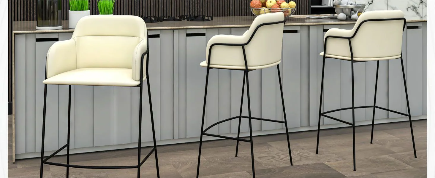 Axis Collection Modern Bar height Chair in Biege