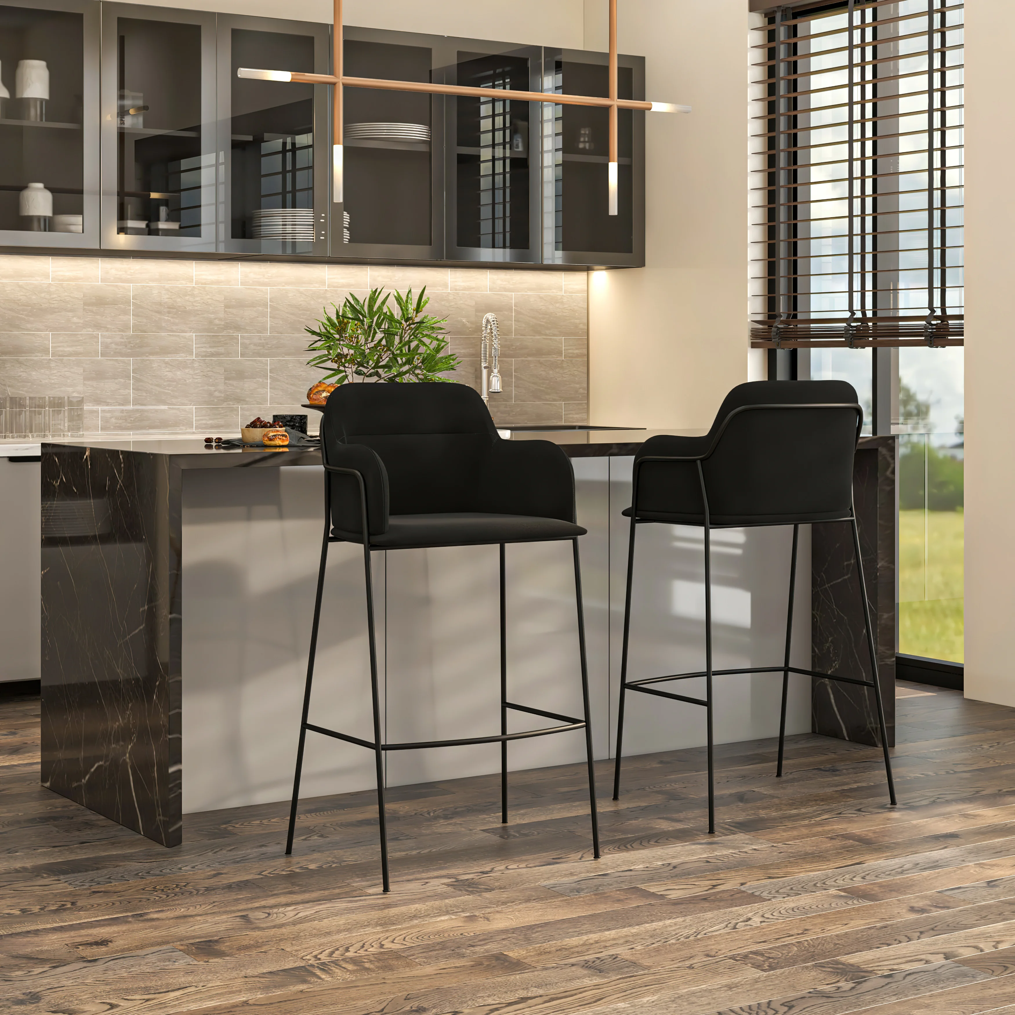 Axis Collection Modern Bar height Chair in Black