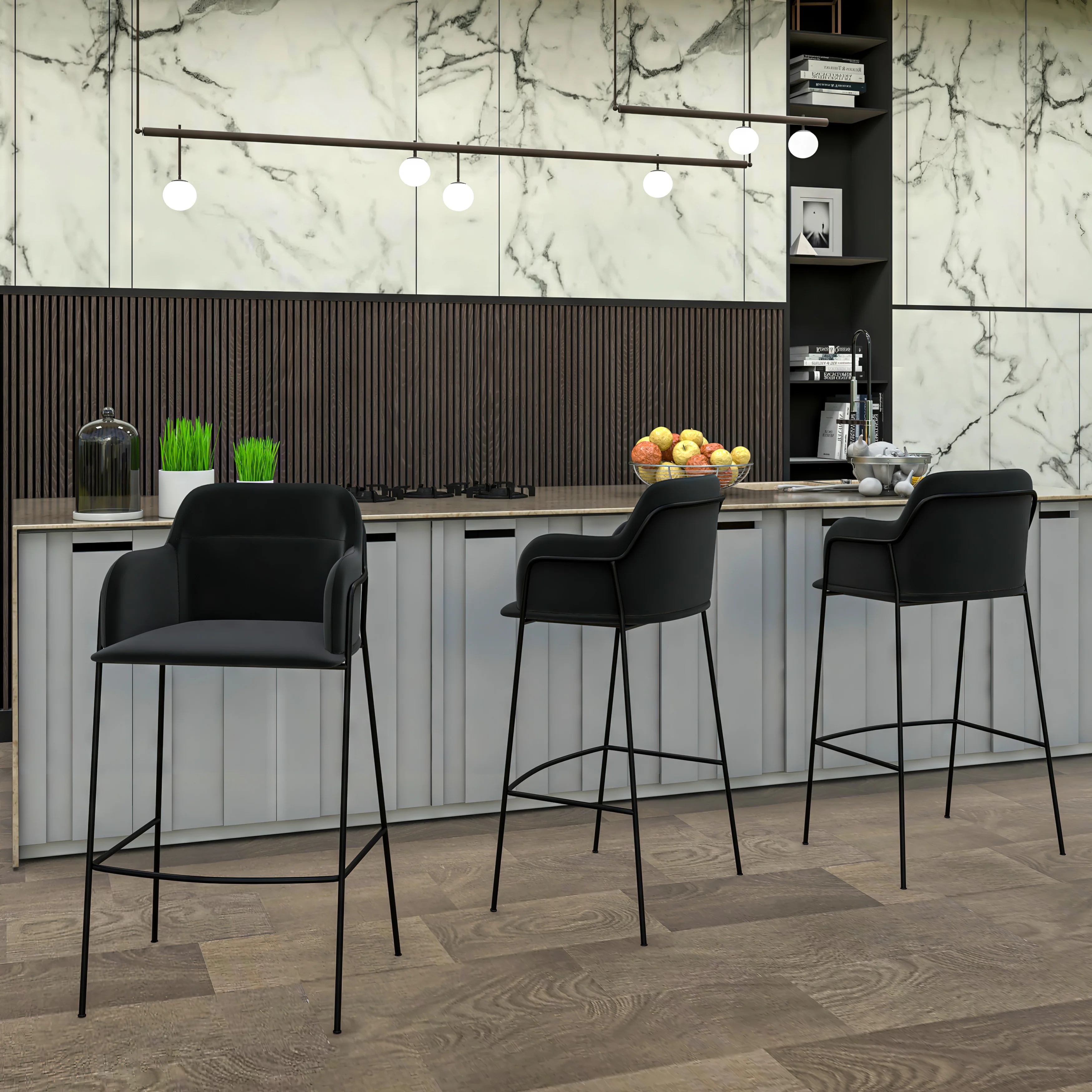 Axis Collection Modern Bar height Chair in Black