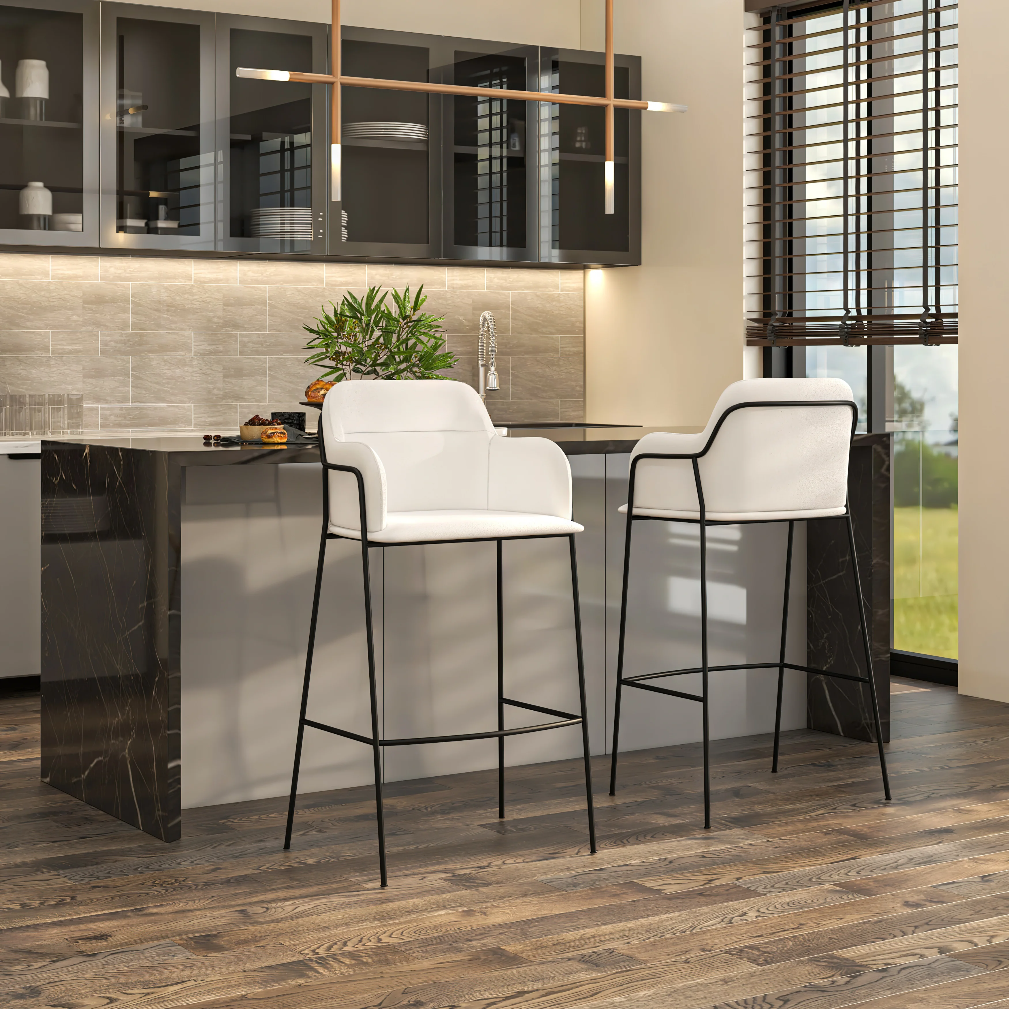 Axis Collection Modern Bar height Chair in White