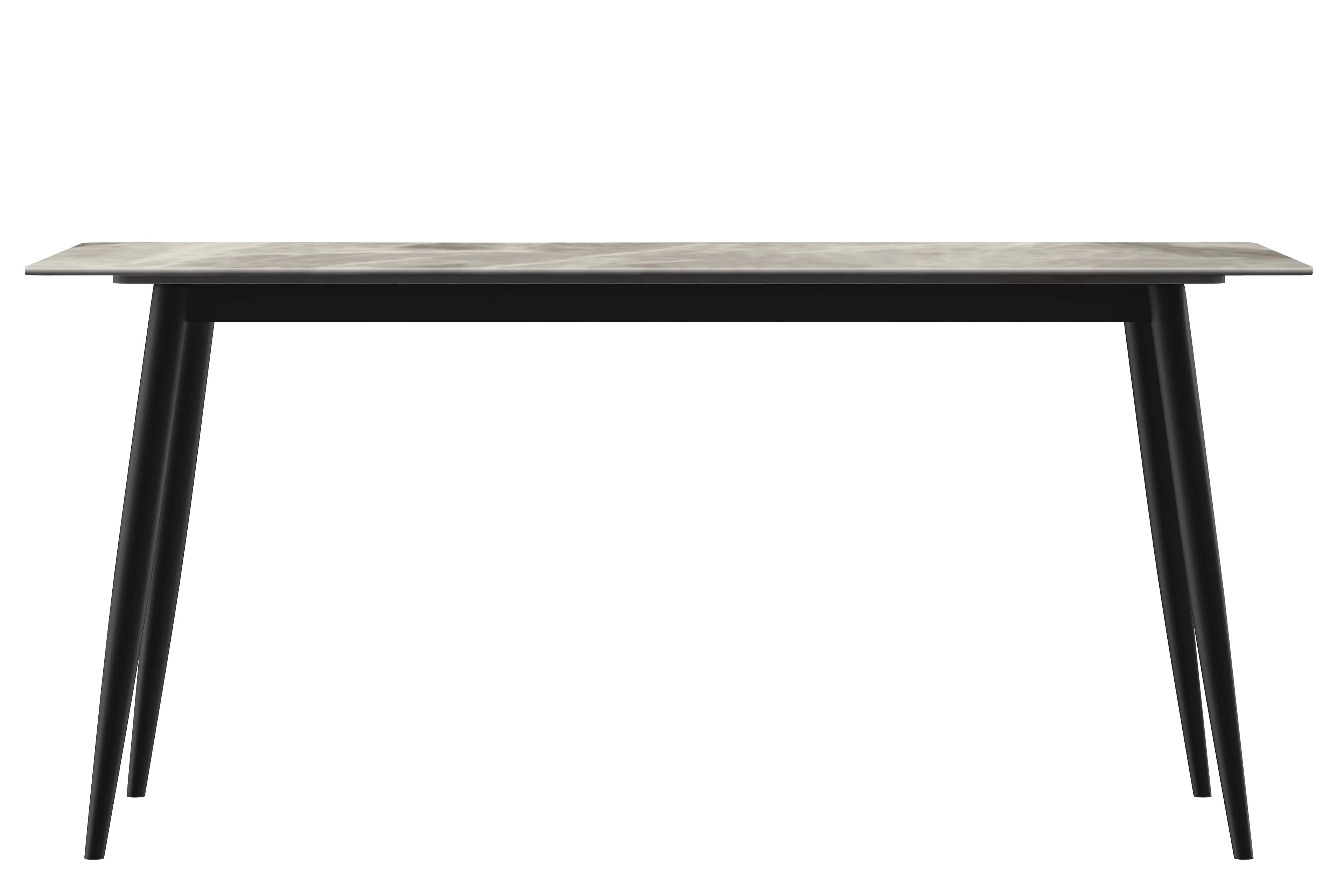 Zayle 7-Piece Dining Set with 55" Rectangular Sintered Stone Top Table and 4 Leather Dining Chair in Black